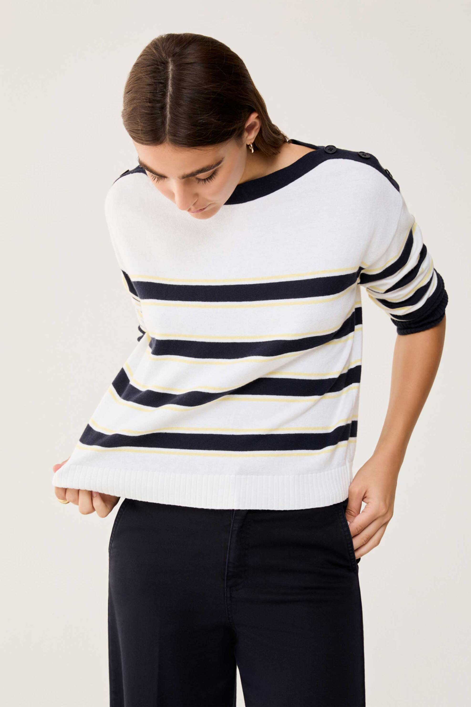 Pennyblack γυναικεία πλεκτή μπλούζα με ριγέ σχέδιο "Pbbfilm" - 2611361153200 Λευκό