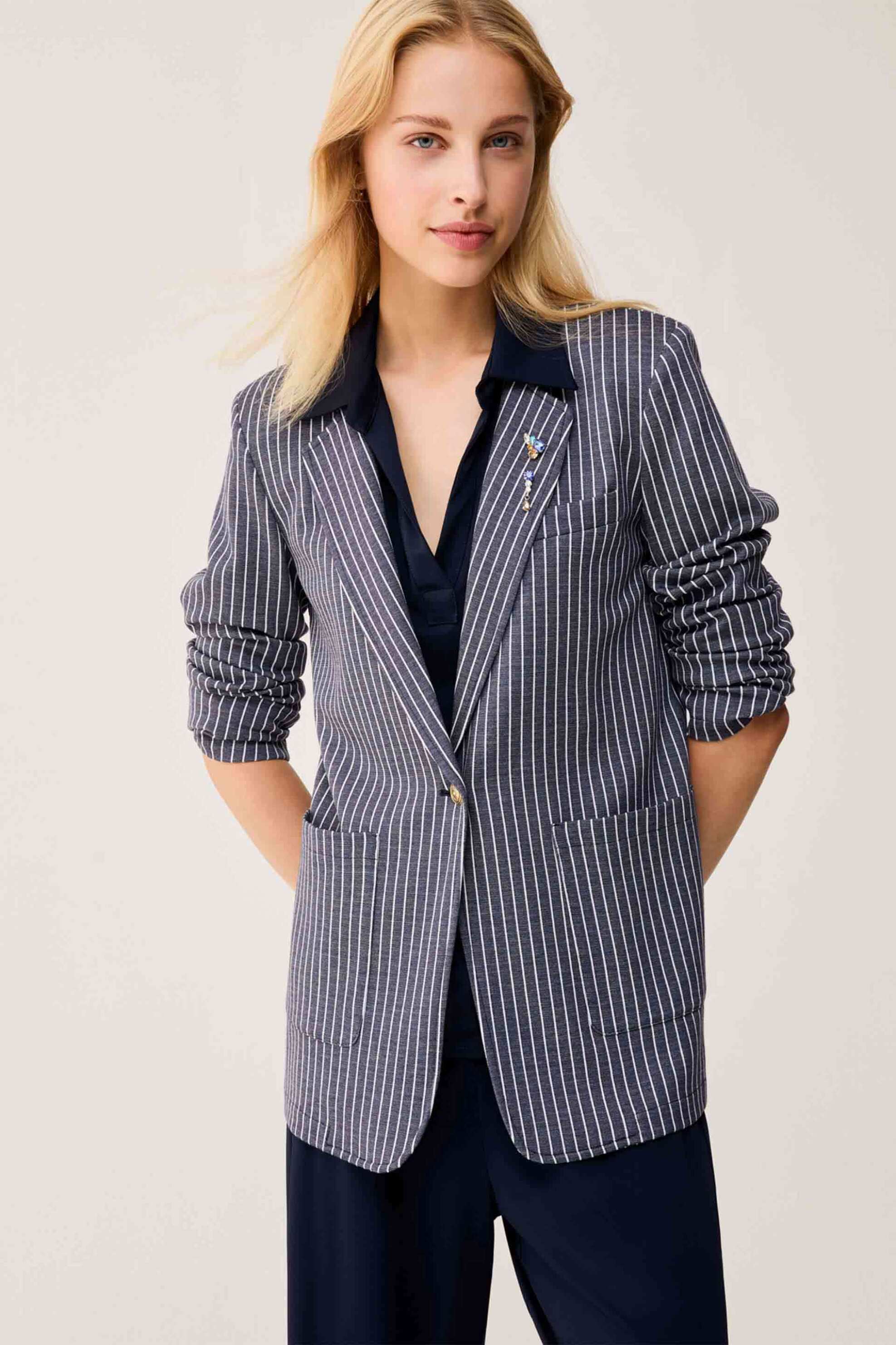 Pennyblack γυναικείο σακάκι με ριγέ σχέδιο "Pbjwest" - 2611911126200 Μπλε Σκούρο