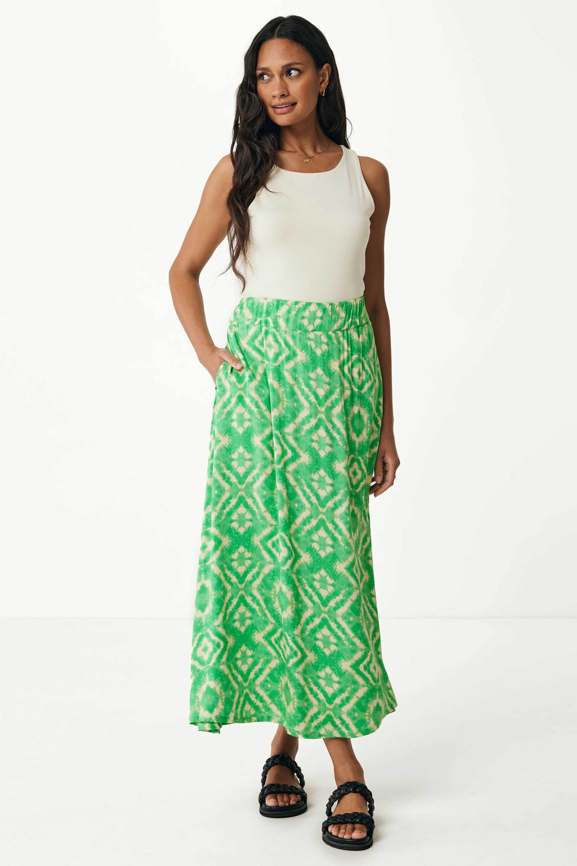 Mexx γυναικεία midi φούστα με τσέπες μπροστά και all-over geometric pattern - MF007402541W Πολύχρωμο