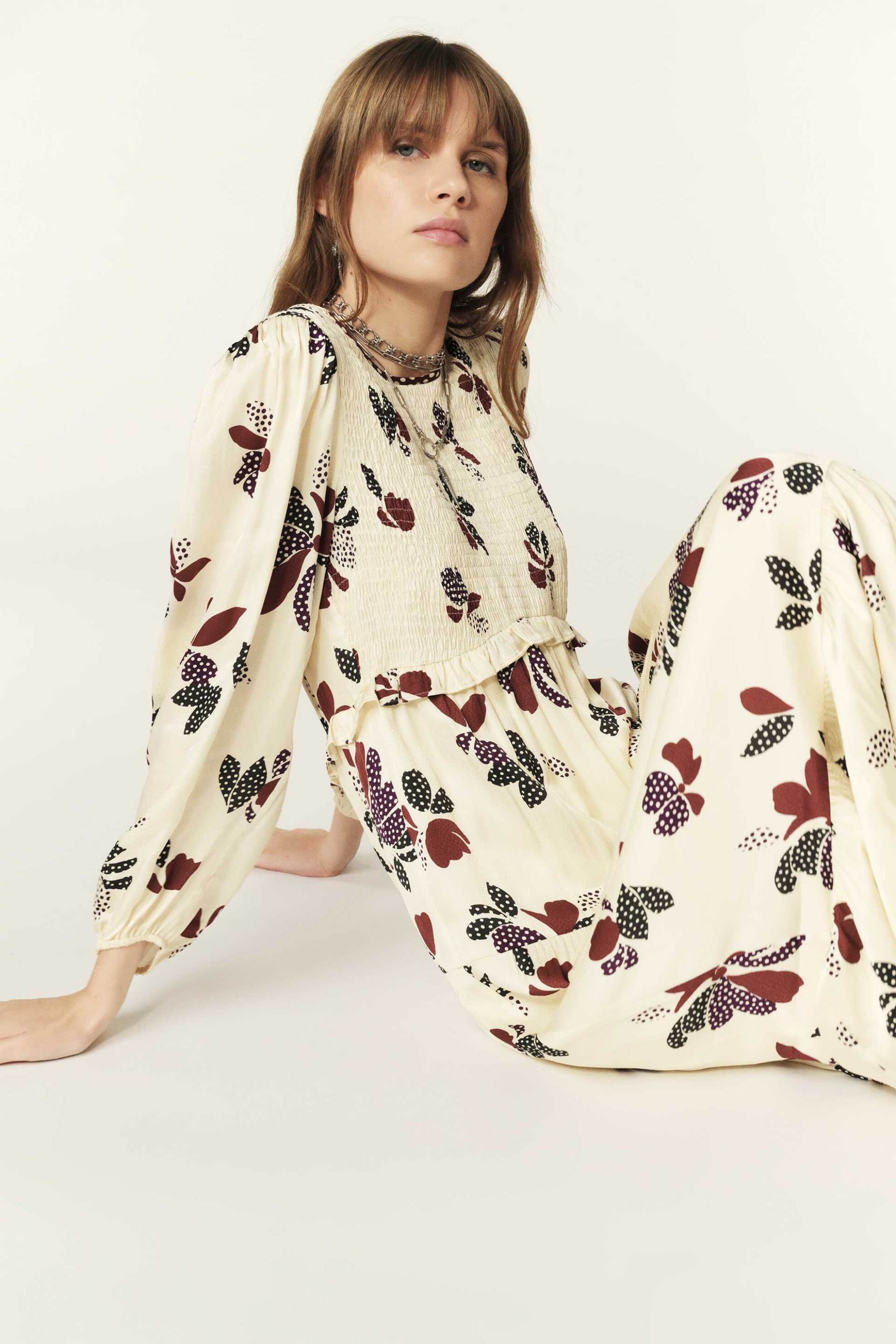 ba&sh γυναικείο φόρεμα midi με εμπριμέ print - 1E24DAYA Εκρού φωτογραφία