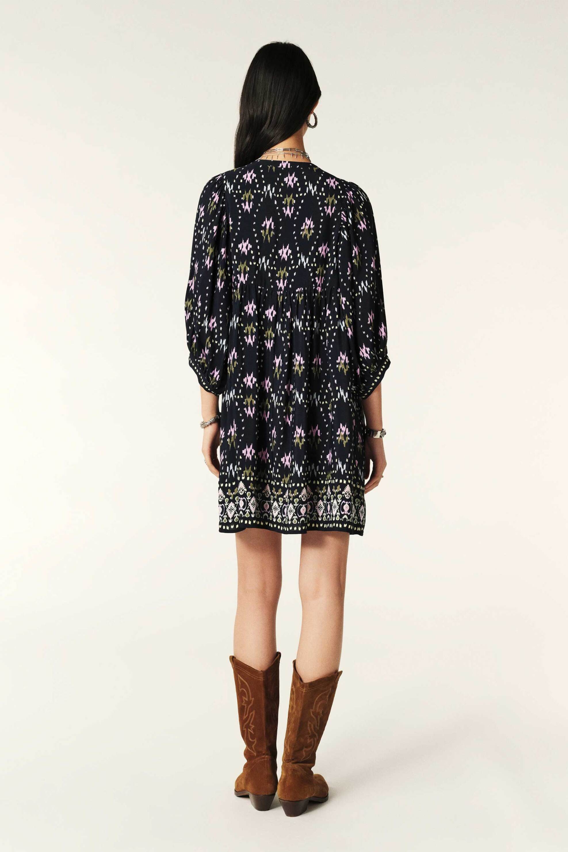 Ba Sh Γυναικείο Mini Φόρεμα με Boho Print Naia - 1E24Naia Σκούρο Μπλε