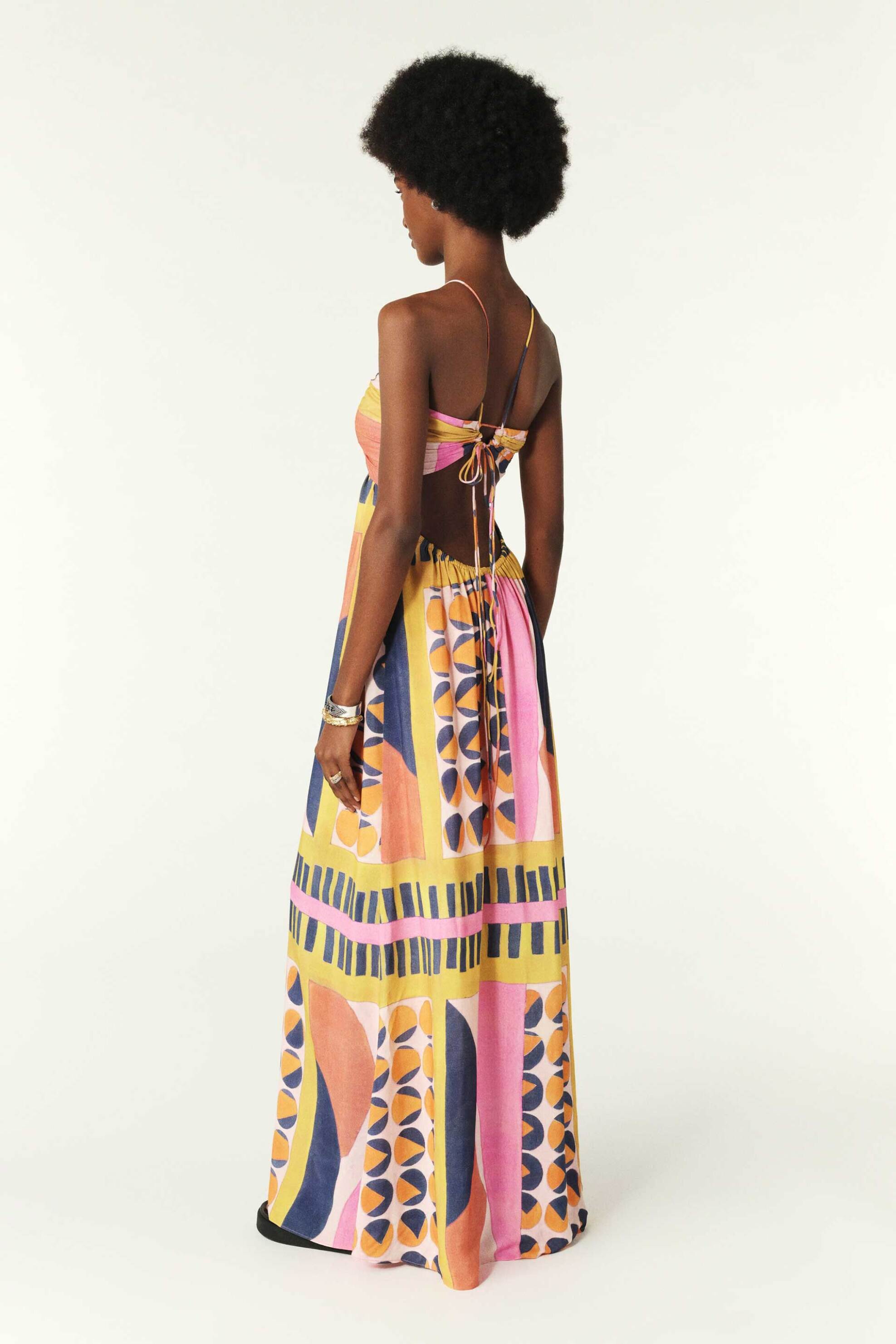 ba&sh γυναικείο maxi φόρεμα strapless με all-over πολύχρωμα geometric prints "Molly" - 1E24MOLL Πολύχρωμο φωτογραφία
