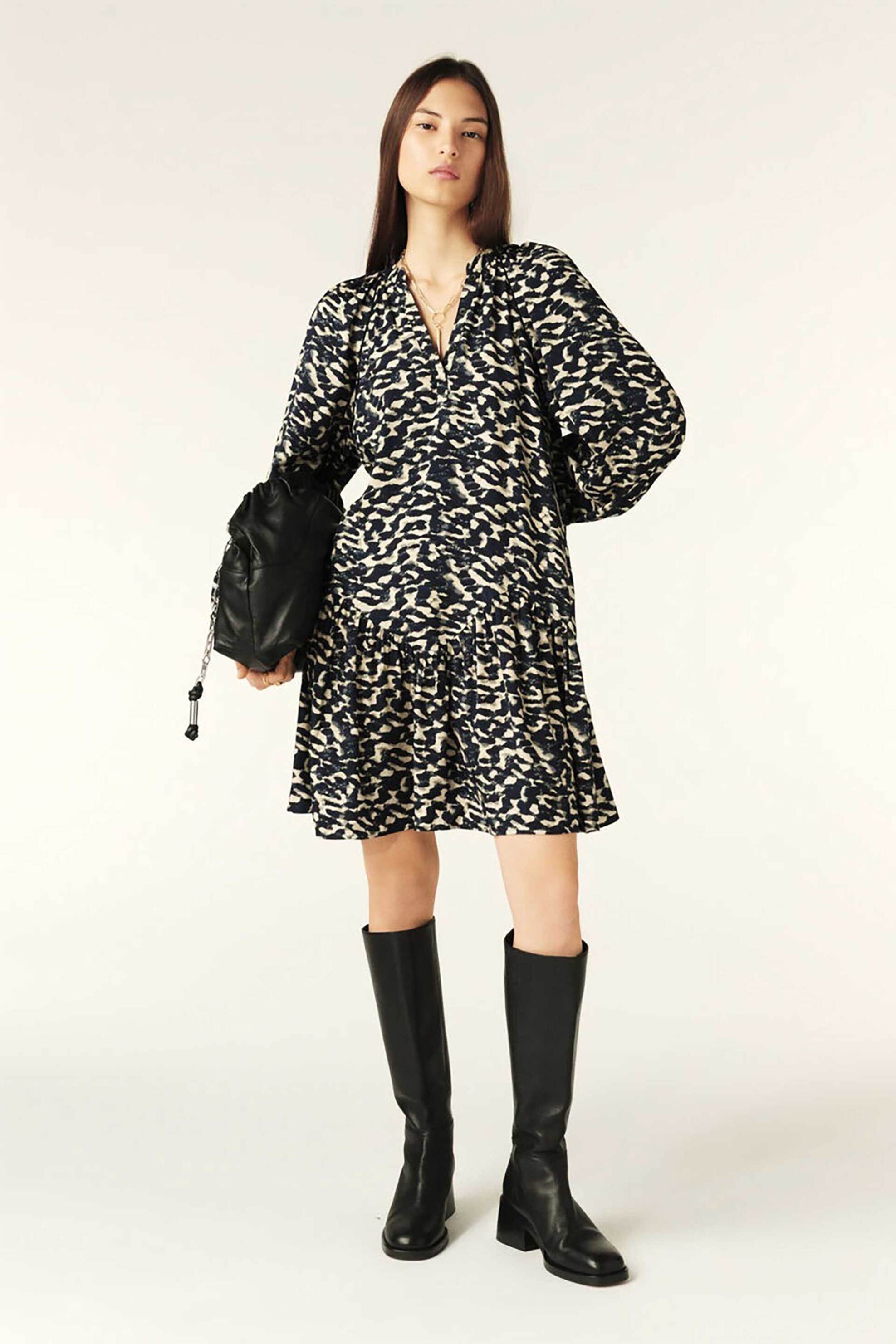 ba&sh γυναικείο mini φόρεμα με all-over patterns "Aisha" - 1H24AISH Μαύρο