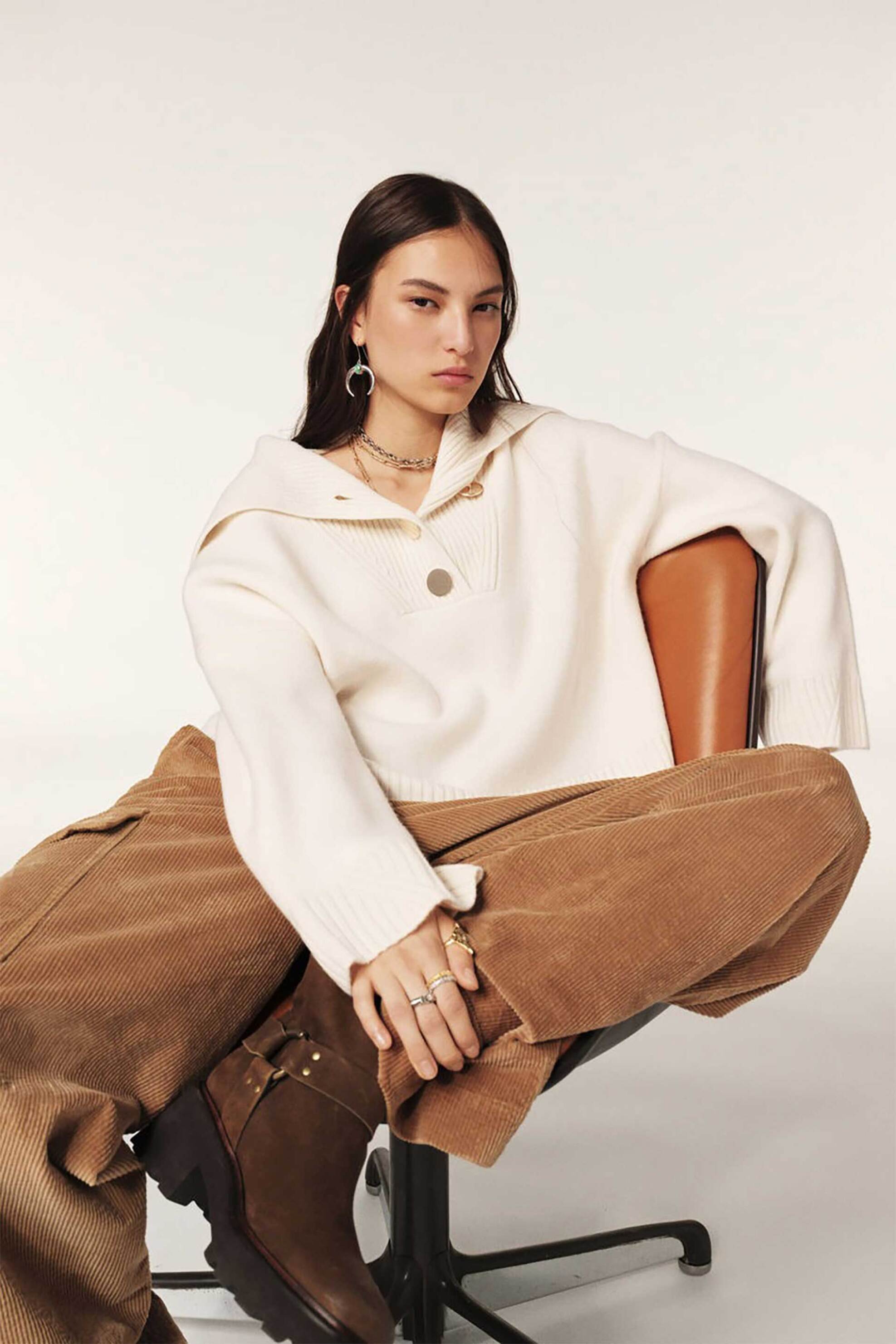 ba&sh γυναικεία πλεκτή μπλούζα με πόλο γιακά - 1H24BIVA Εκρού φωτογραφία