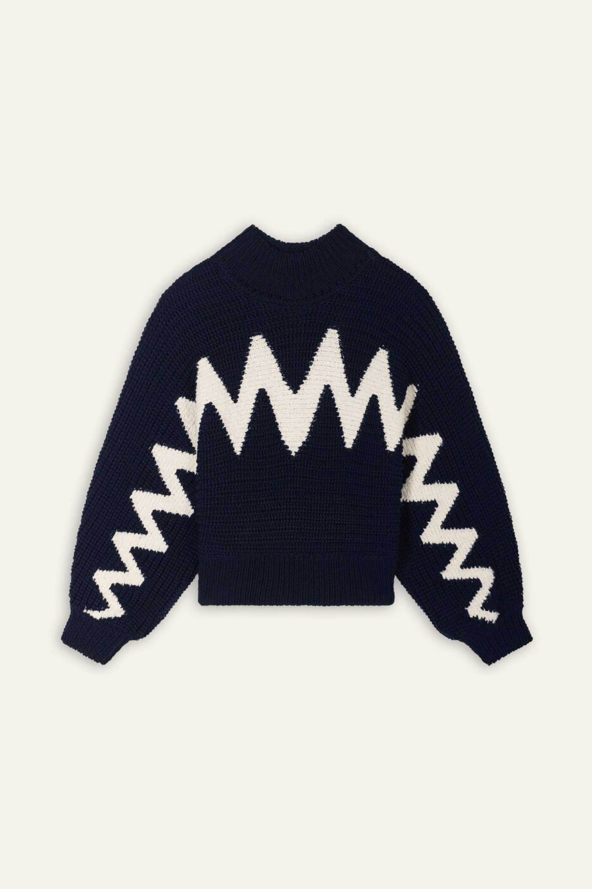 ba&sh γυναικεία πλεκτή μπλούζα με σχέδιο στην πλέξη - 1H24ONDI Σκούρο Μπλε φωτογραφία