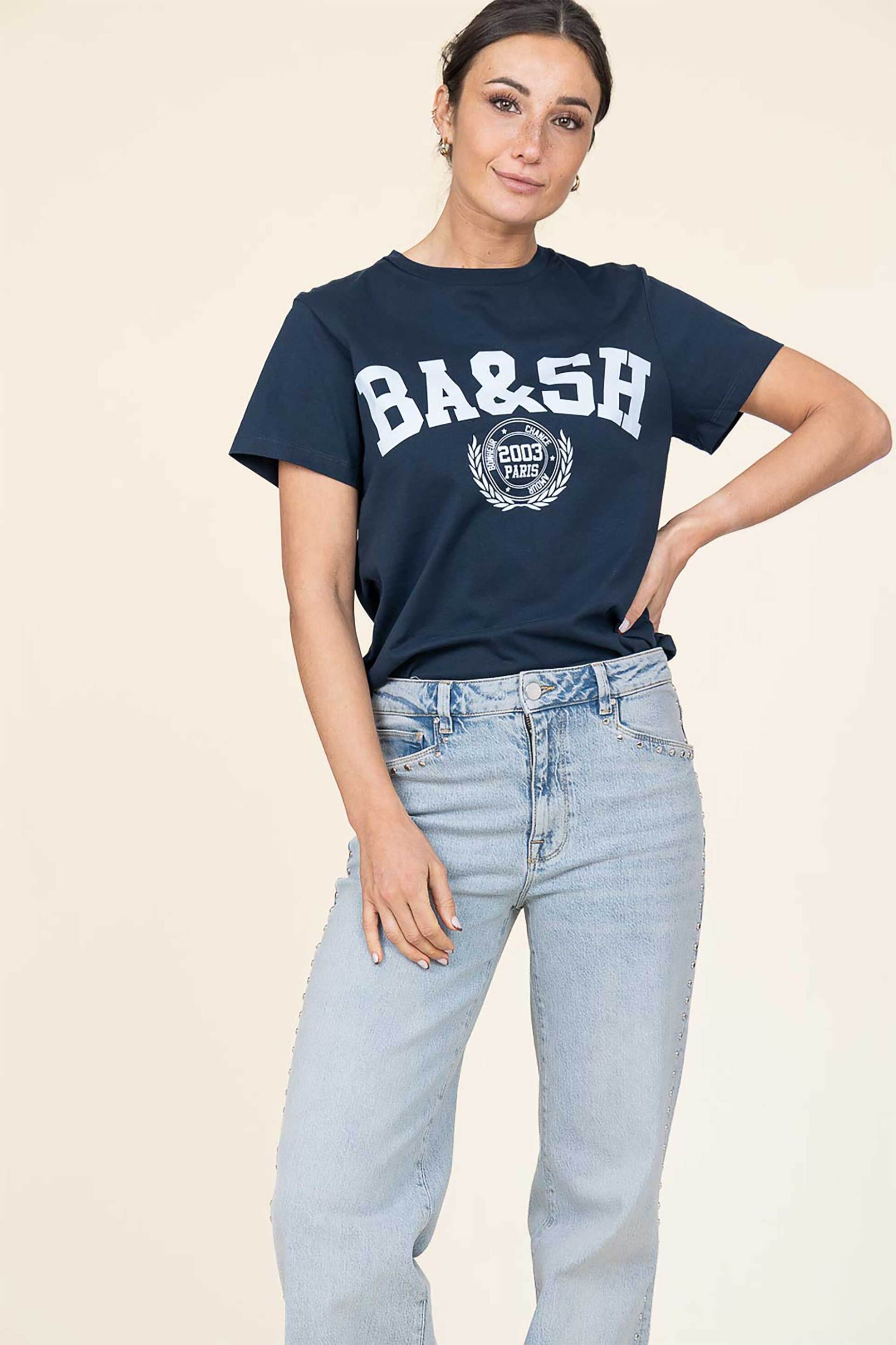BA&SH ba&sh γυναικείο T-shirt με letter print "Ioni" - 1E25IONI Μπλε