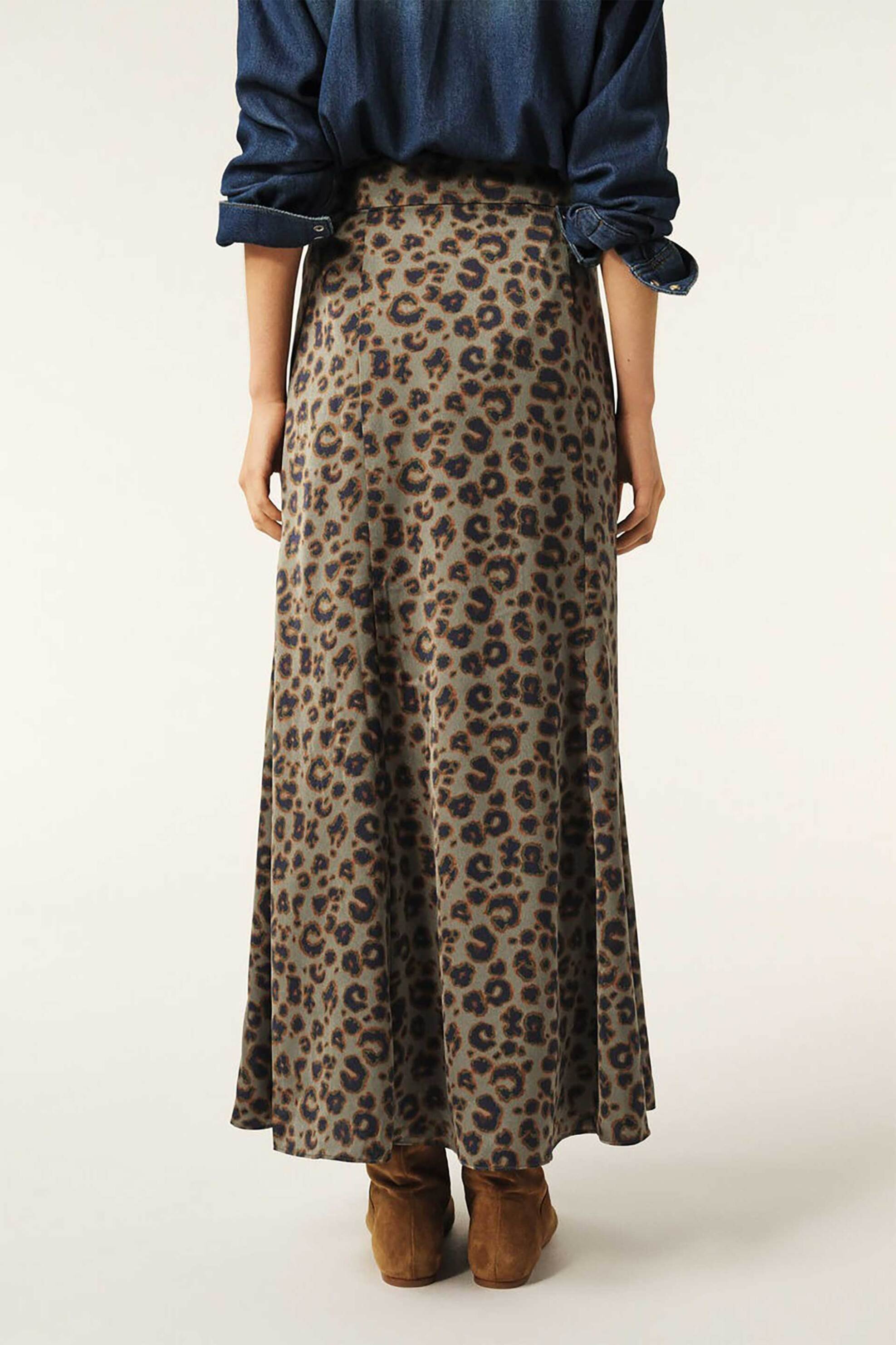 Ba Sh Γυναικεία Maxi Φούστα με All-Over Animal Print Blaire - 1E25Blai Χακί