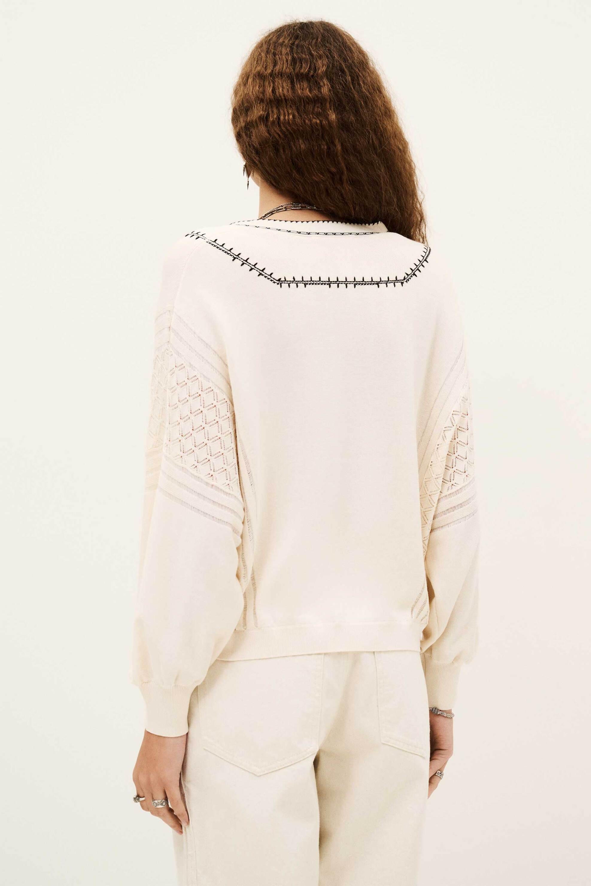 ba&sh γυναικεία μπλούζα πλεκτή oversized με λεπτομέρειες "Bausca" - 1H25BAUS Εκρού φωτογραφία