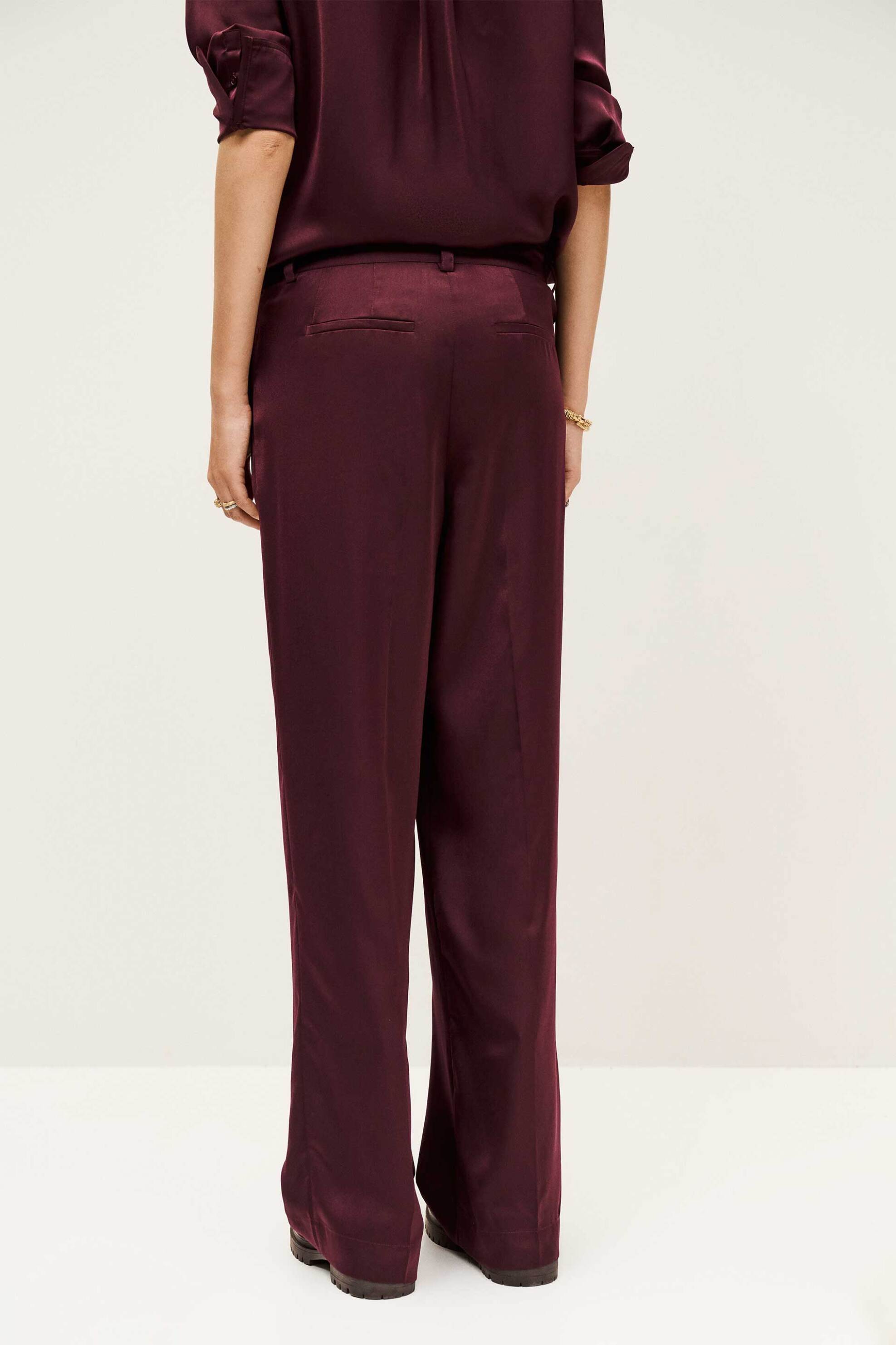 ba&sh γυναικείο παντελόνι σατέν με πιέτες oversized "Charly" - 1H25CHAR Μπορντό φωτογραφία