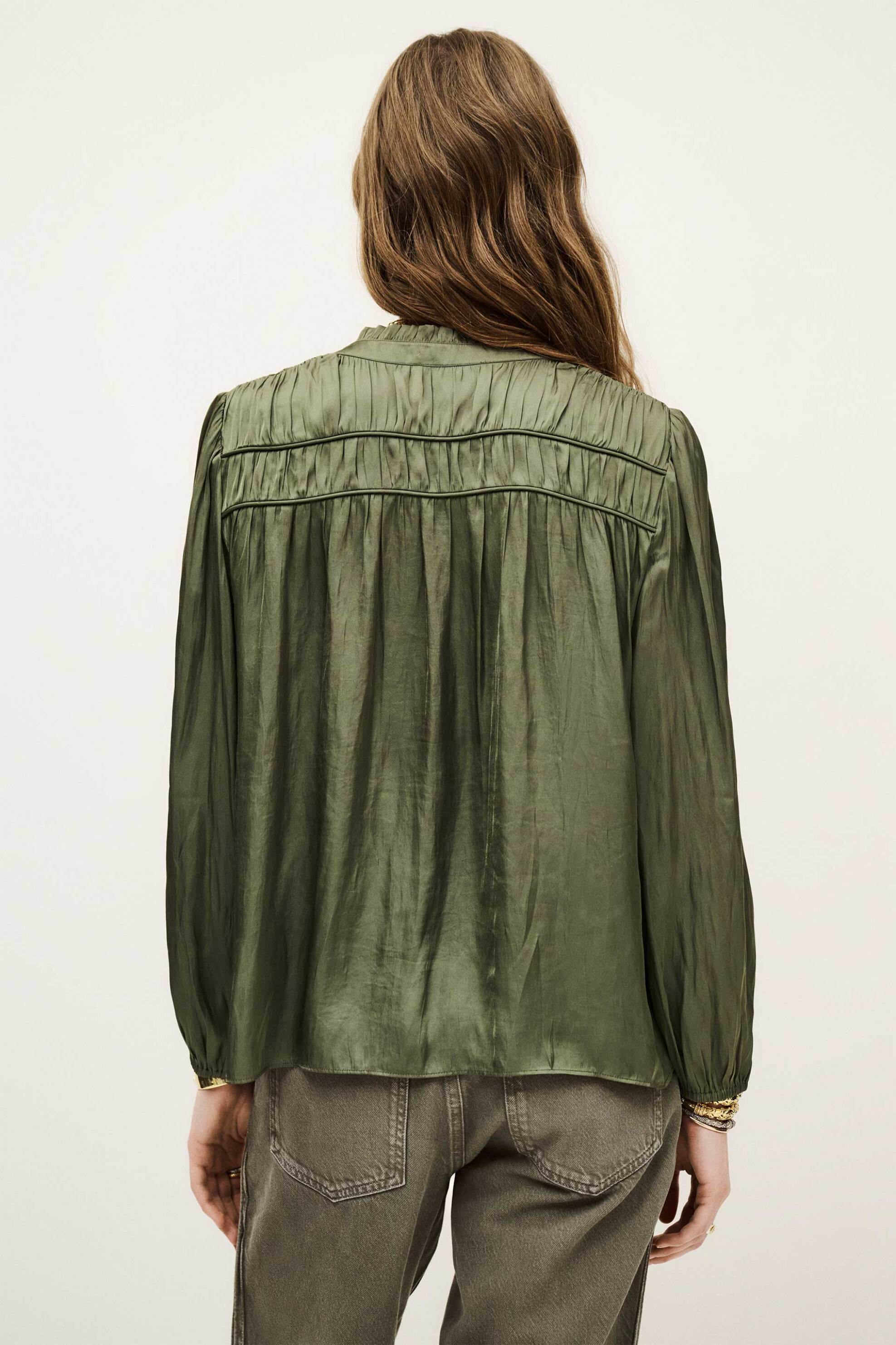 ba&sh γυναικείο πουκάμισο loose fit με ραφές "Cessia" - 1H25CESS Χακί φωτογραφία