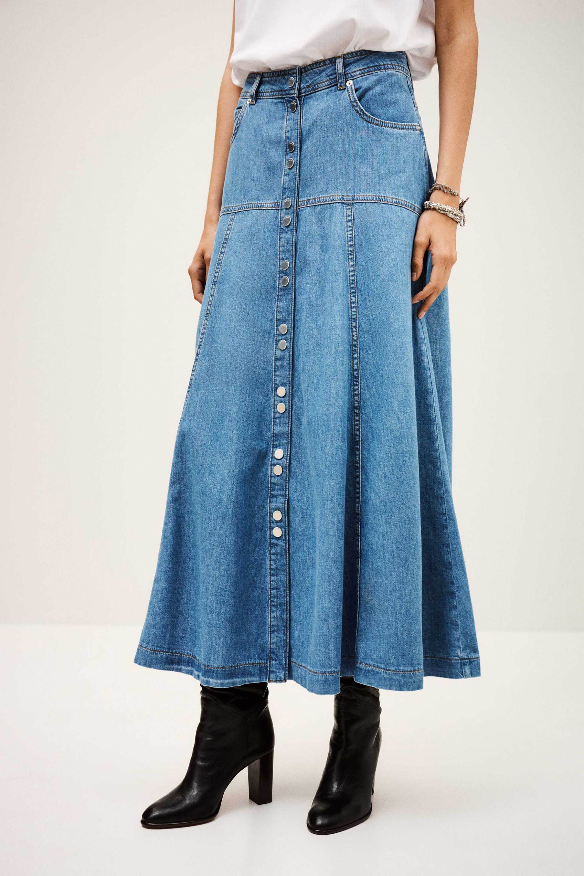 ba&sh γυναικεία maxi φούστα denim με κουμπιά "Laddie" - 1H25LADD Denim Blue φωτογραφία