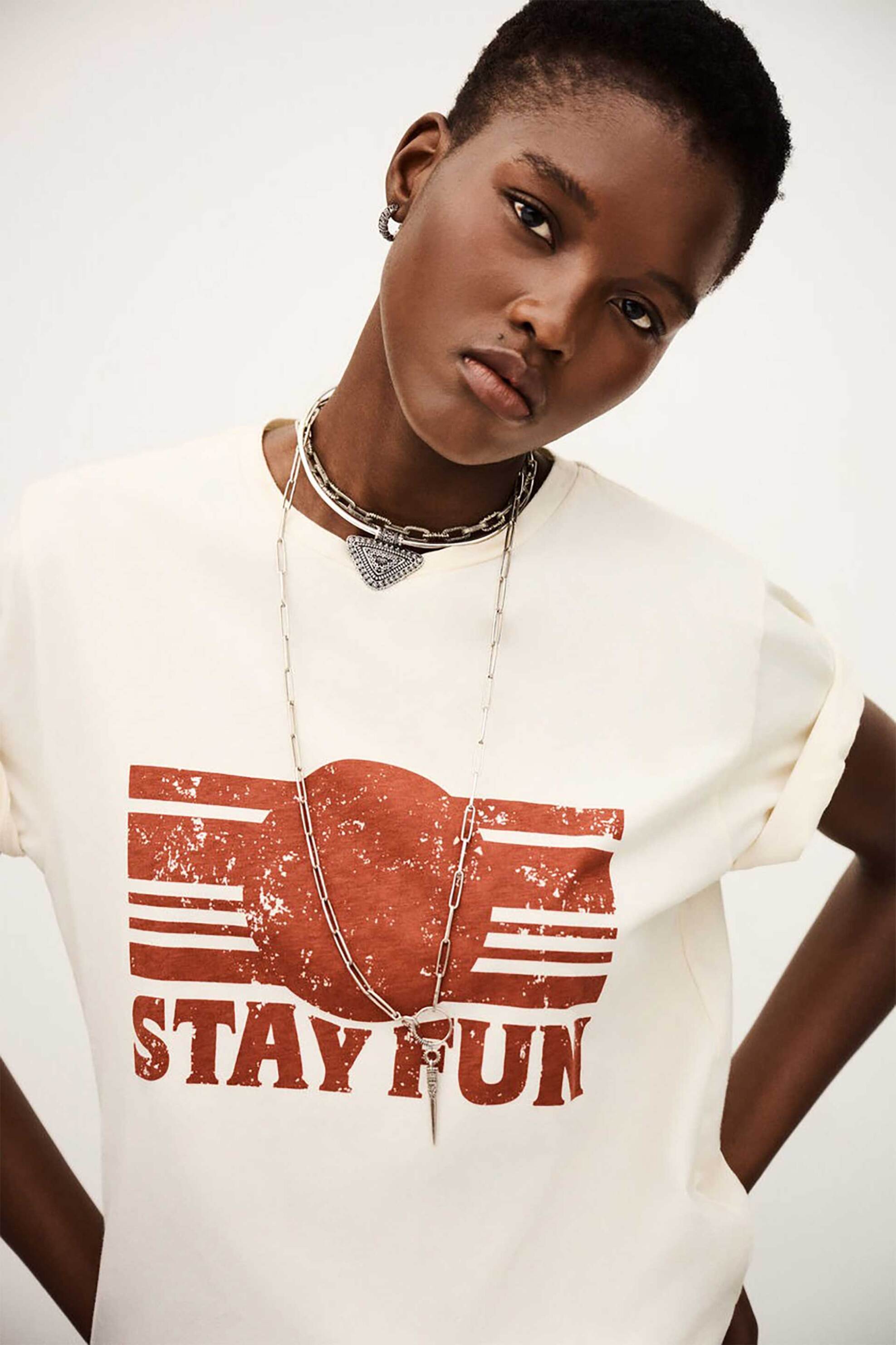 ba&sh γυναικείο T-shirt με letter print "Reese" - 1H25REES Εκρού φωτογραφία