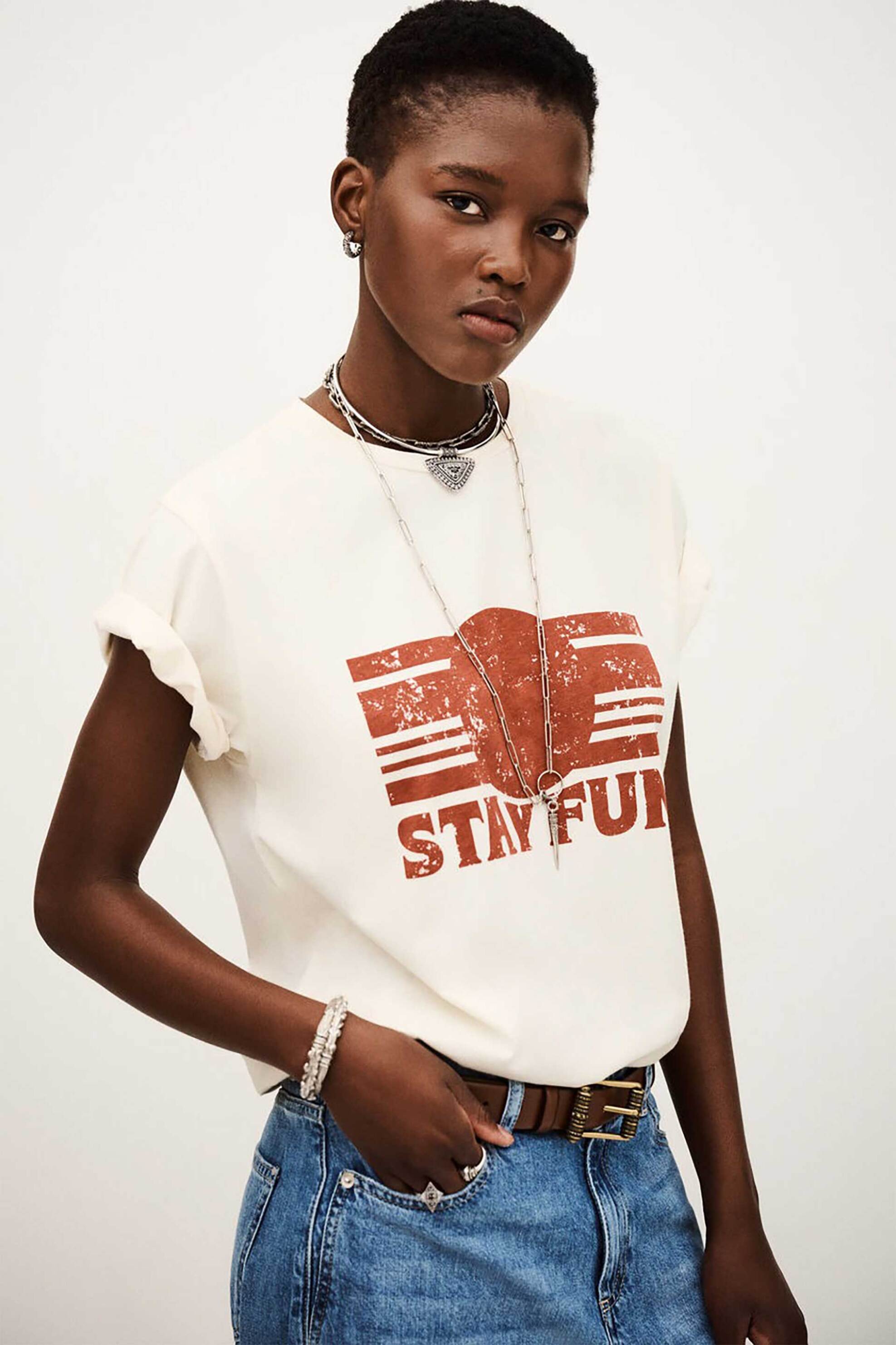 ba&sh γυναικείο T-shirt με letter print "Reese" - 1H25REES Εκρού φωτογραφία