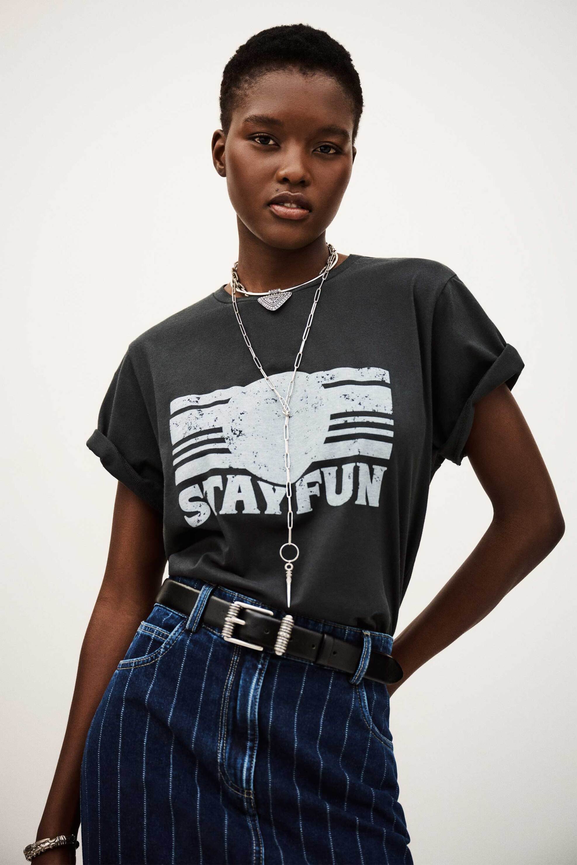 BA&SH ba&sh γυναικείο T-shirt με letter print "Reese" - 1H25REES Μαύρο