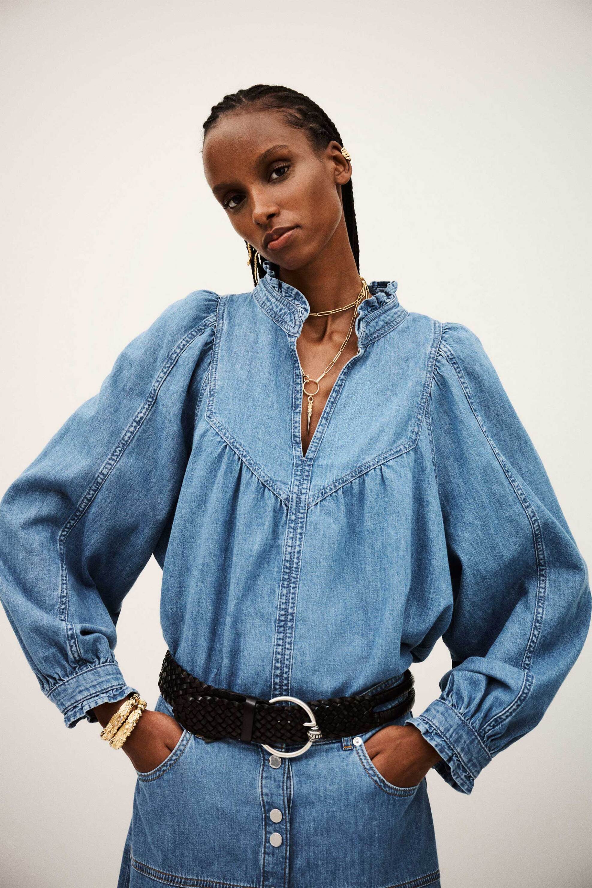 ba&sh γυναικεία μπλούζα denim "Lay" - 1H25LAY Denim Blue