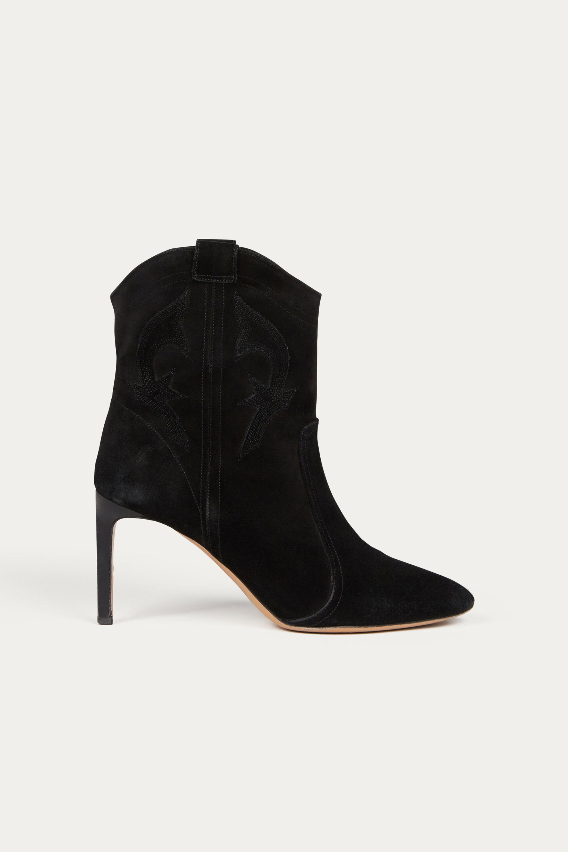 ba&sh γυναικεία μποτάκια suede με ανάγλυφο σχέδιο και ψηλό τακούνι 