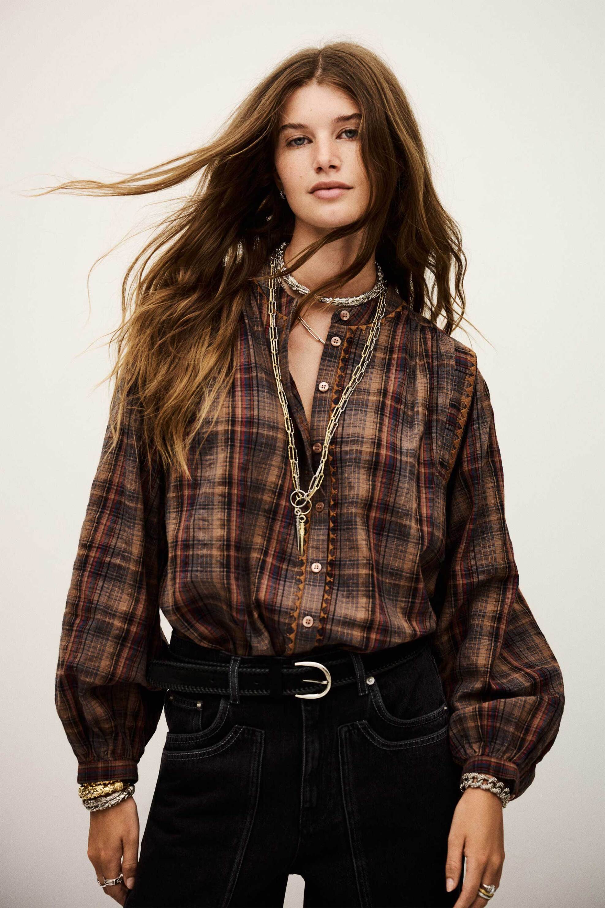 ba&sh γυναικείο πουκάμισο καρό loose fit "Shea"