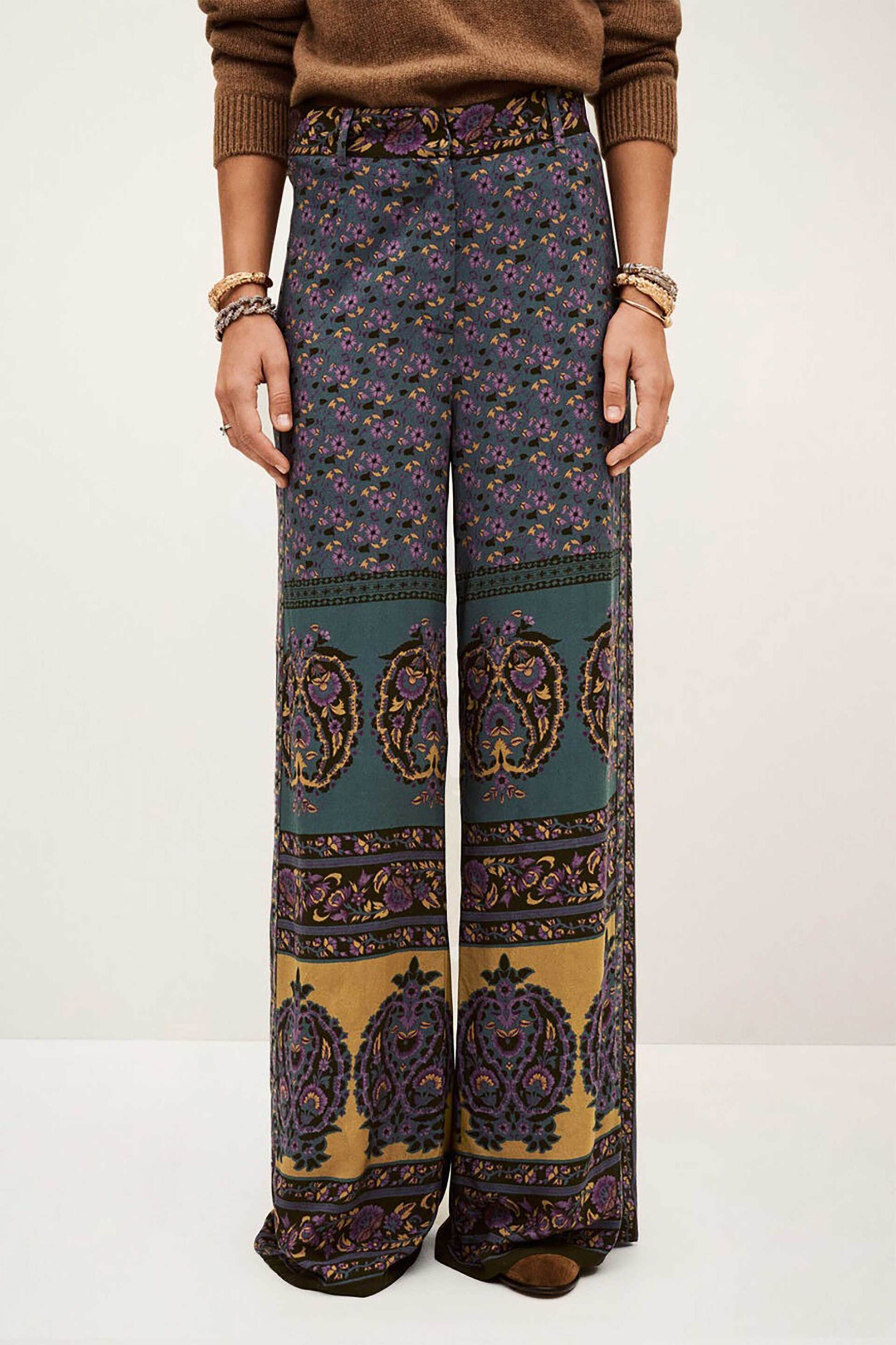 ba&sh γυναικείο παντελόνι εμπριμέ ψηλόμεσο "Brany" - 1H25BRAN Πετρόλ φωτογραφία