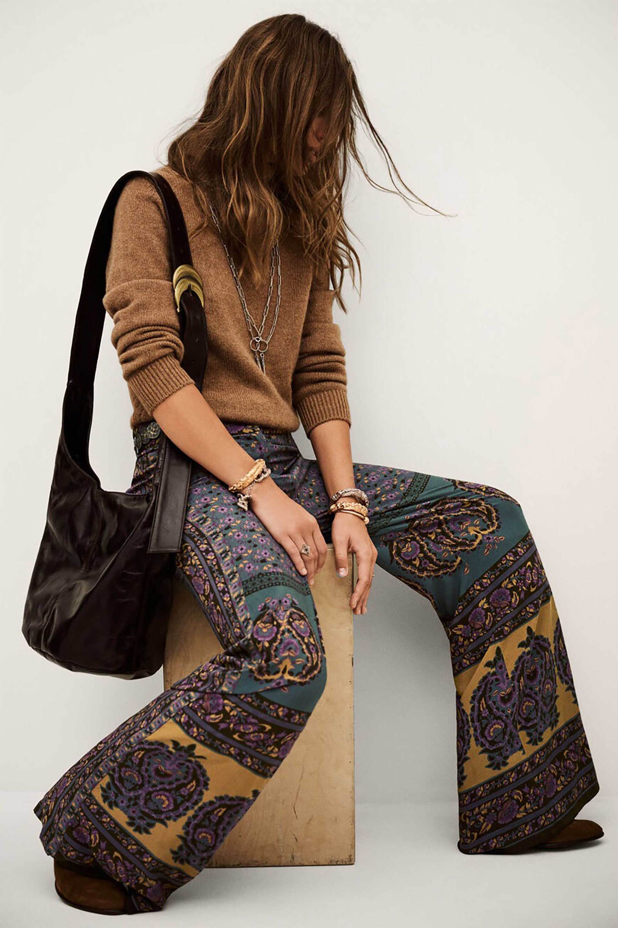 ba&sh γυναικείο παντελόνι εμπριμέ ψηλόμεσο "Brany" - 1H25BRAN Πετρόλ φωτογραφία