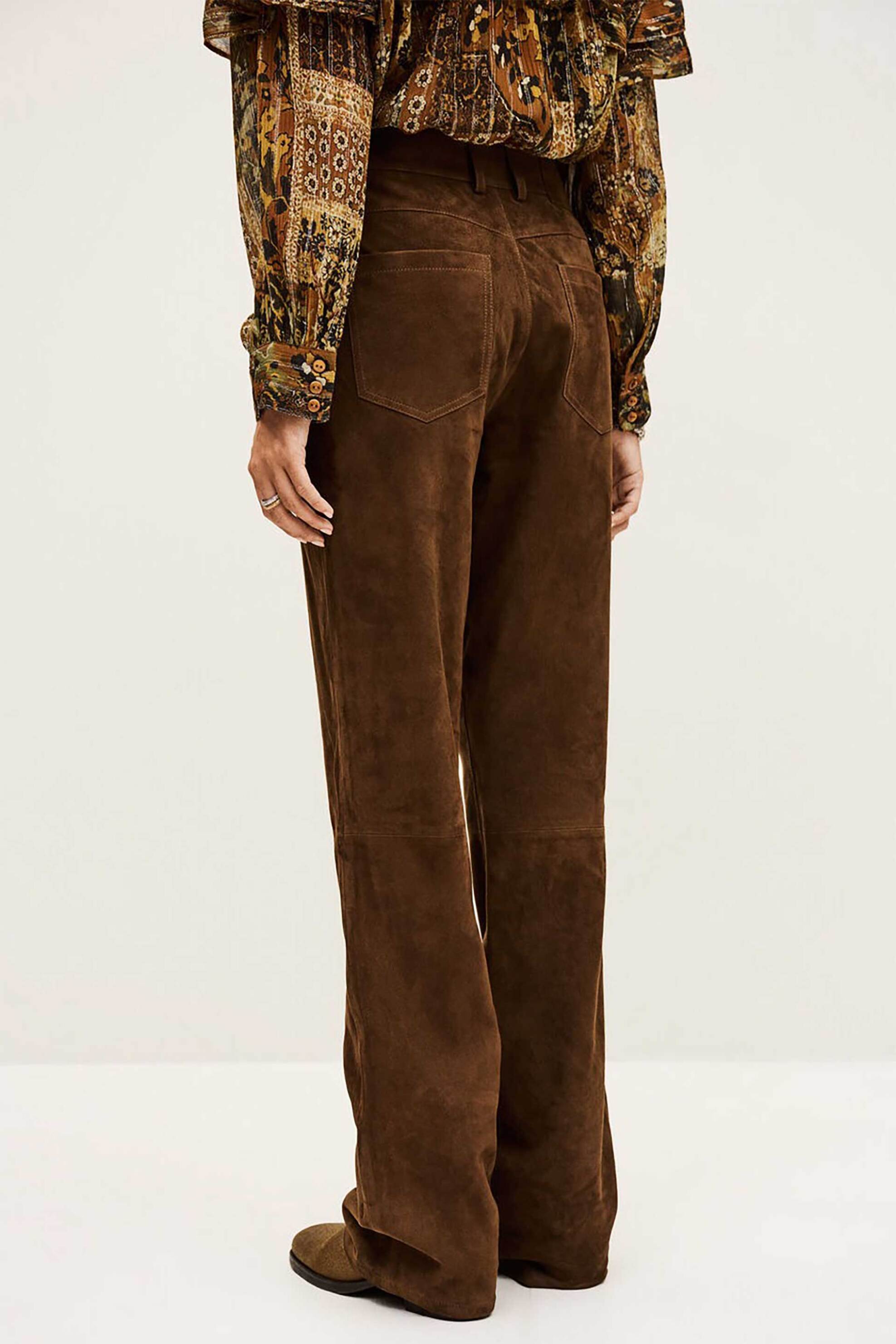 ba&sh γυναικείο παντελόνι suede Wide Leg "Mossi" - 1H25MOSS Καφέ φωτογραφία