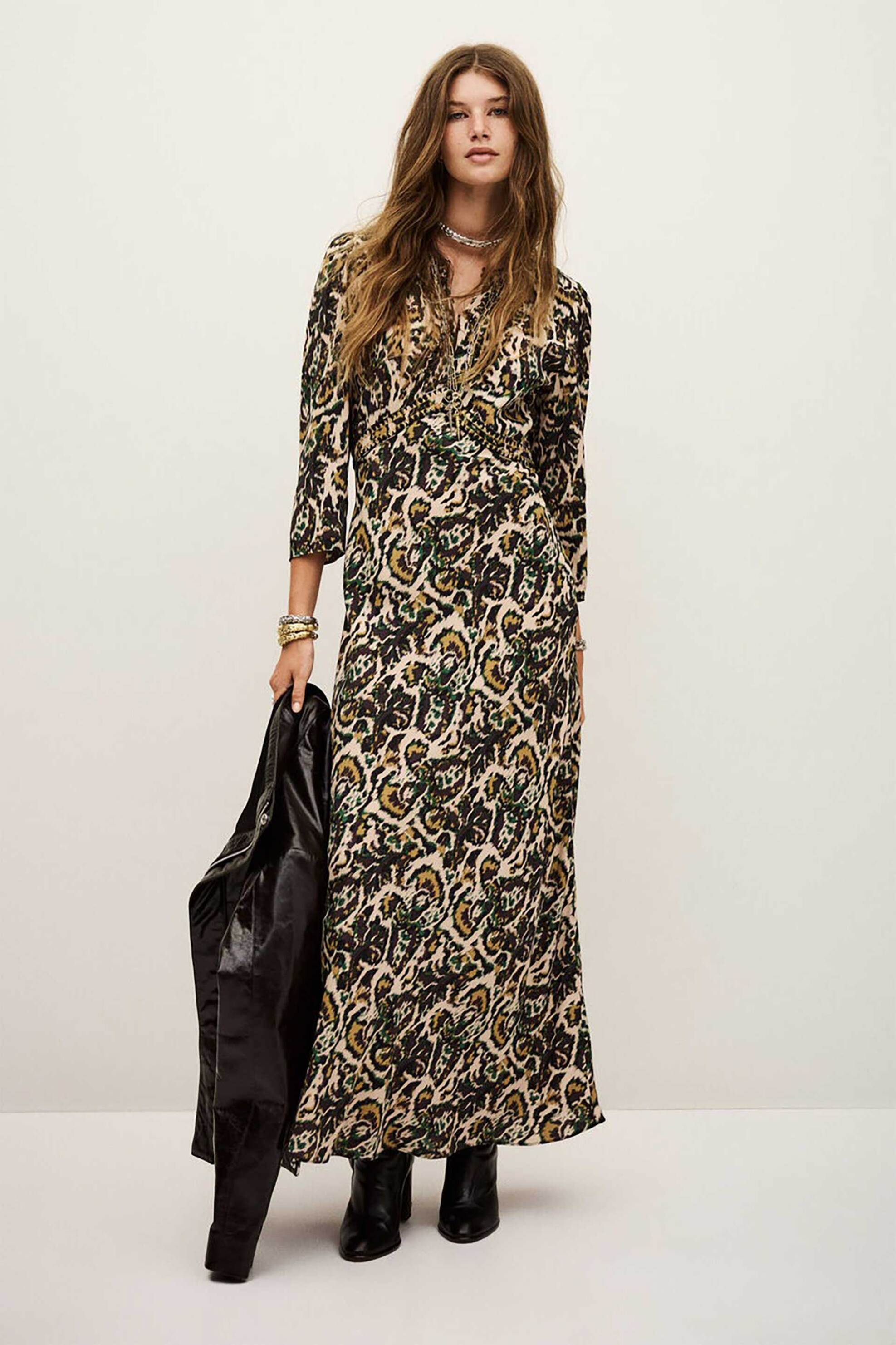 ba&sh γυναικείο maxi φόρεμα με all-over print "Onoa" - 1H25ONOA Εκρού