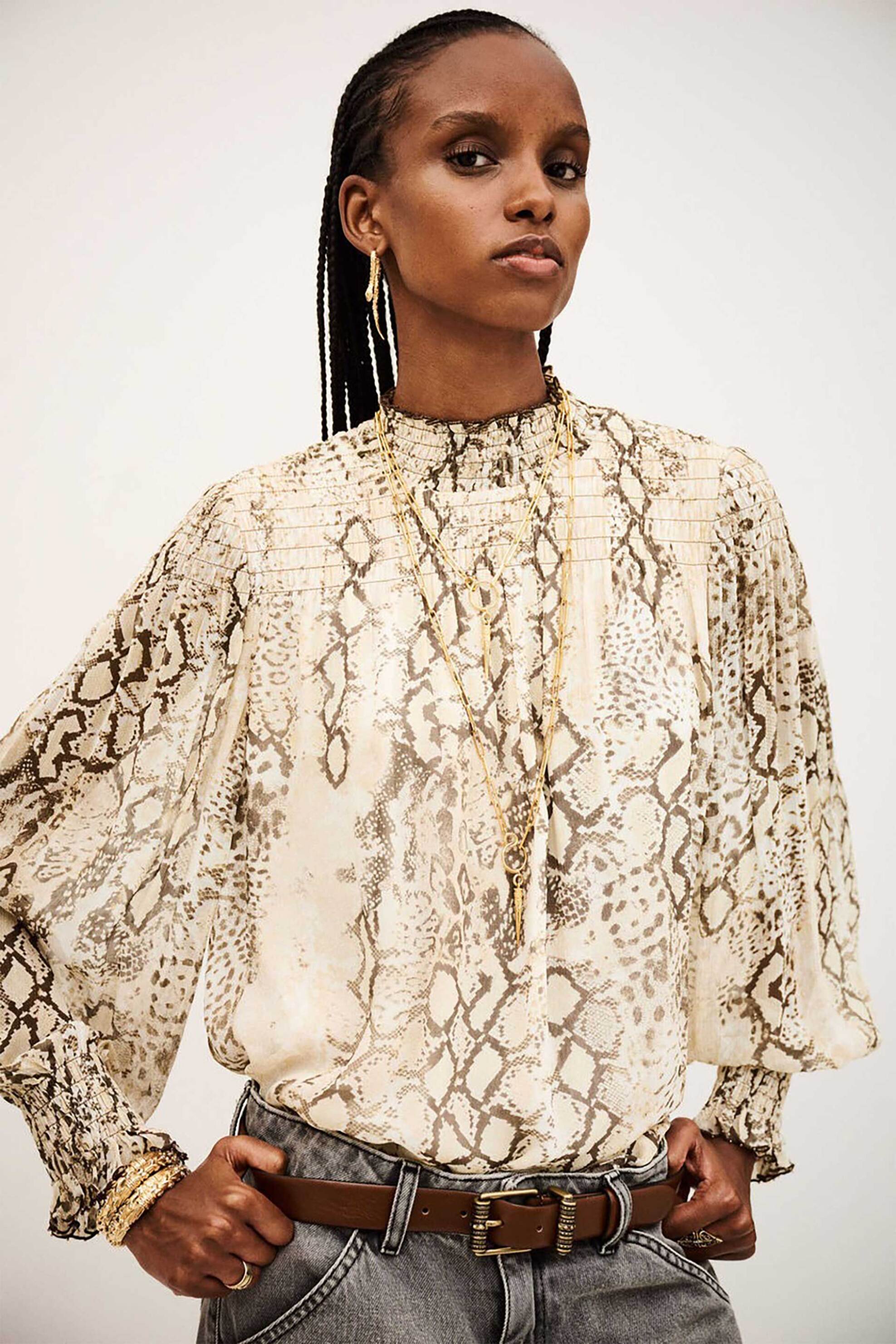 BA&SH ba&sh γυναικεία μπλούζα με all-over snake print "Shamy" - 1H25SHAM Εκρού