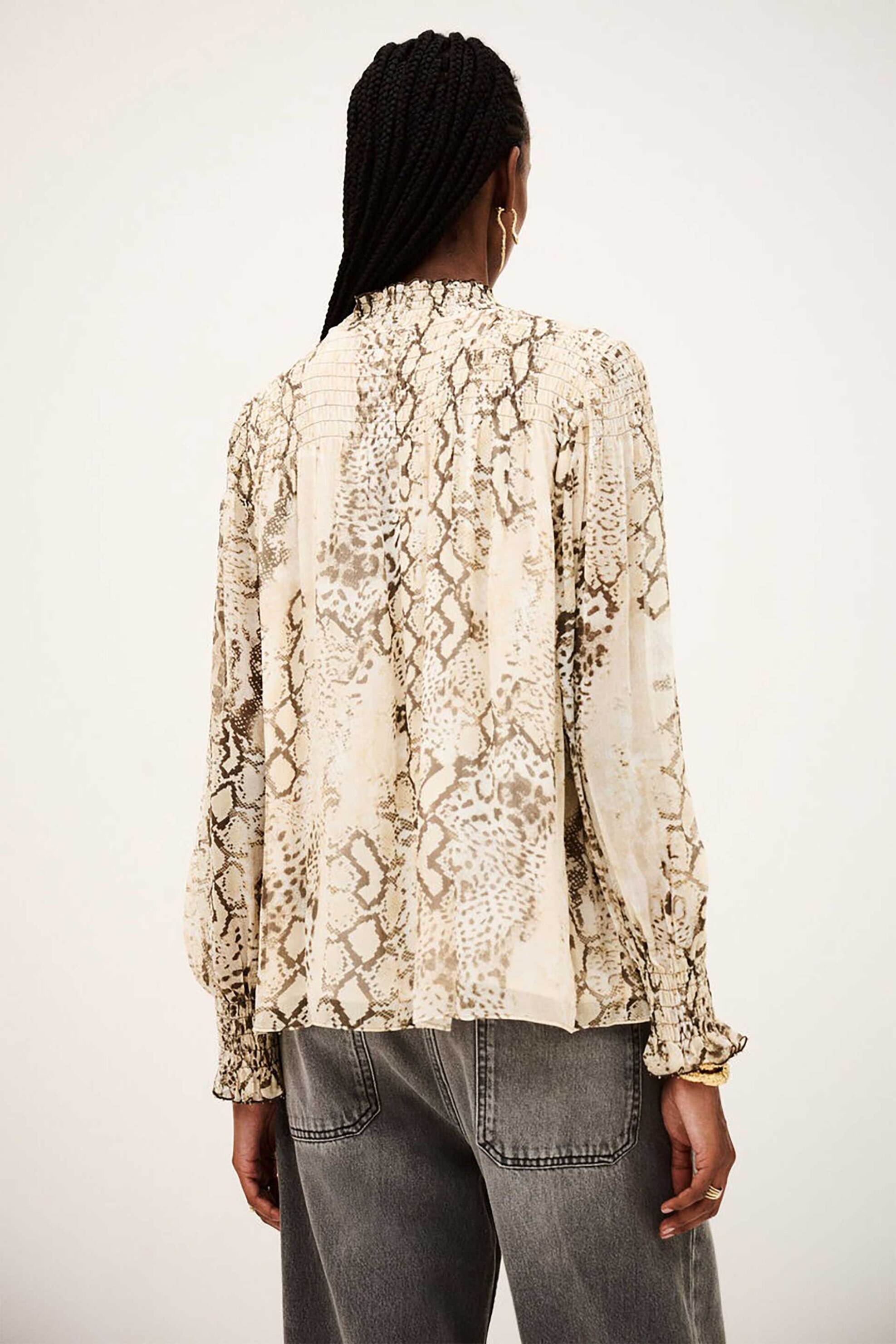 ba&sh γυναικεία μπλούζα με all-over snake print "Shamy" - 1H25SHAM Εκρού φωτογραφία