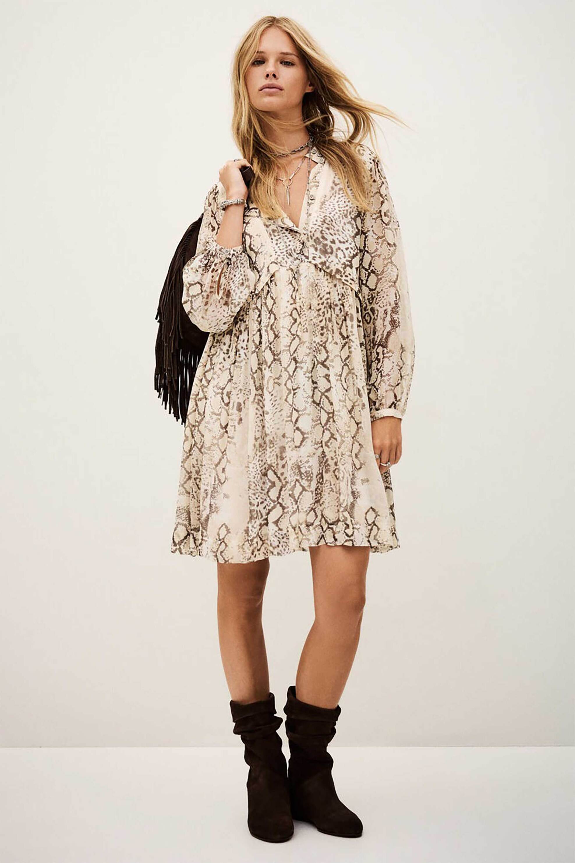 ba&sh γυναικείο mini φόρεμα με all-over snake print "Simba"