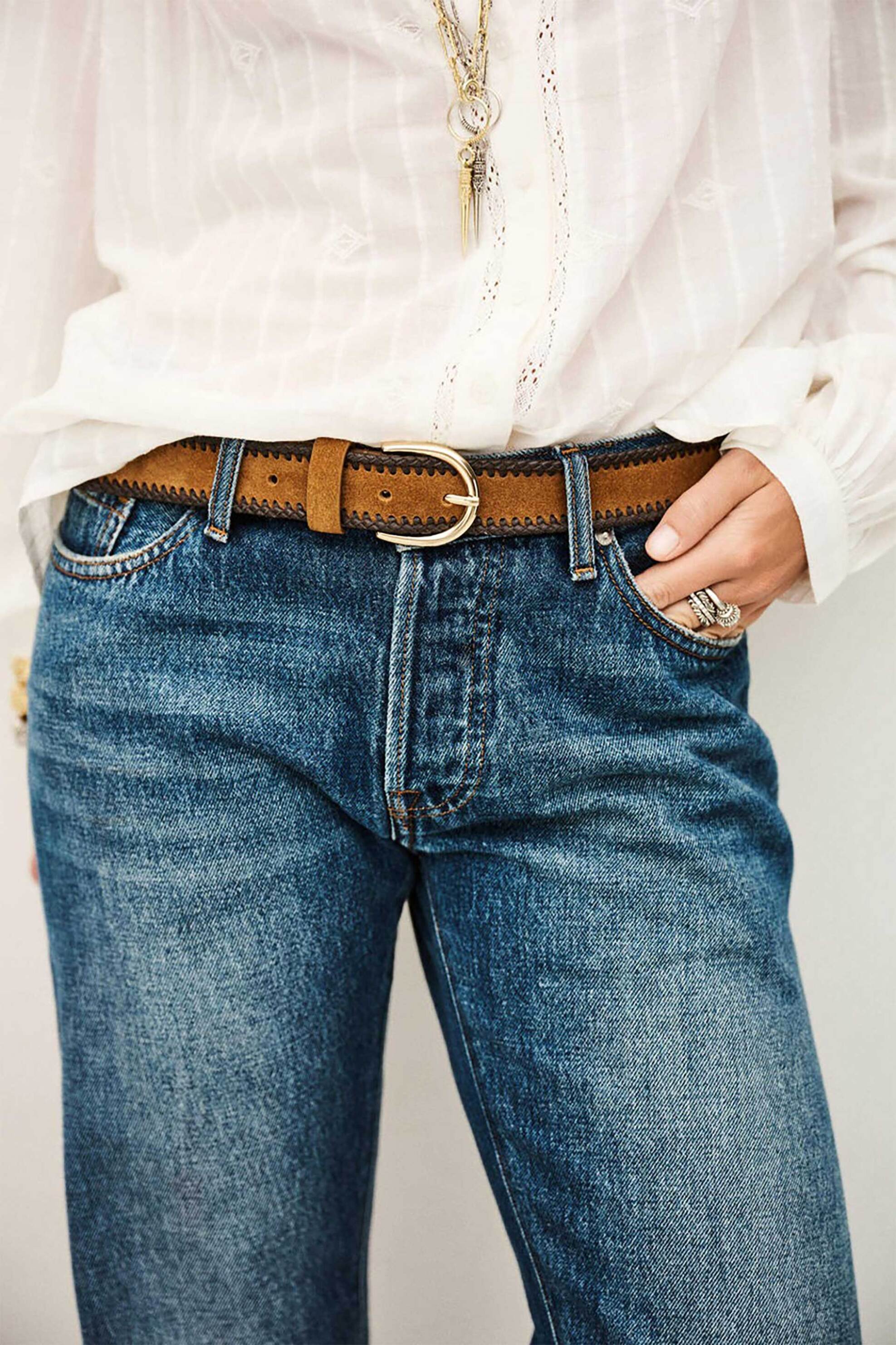 ba&sh γυναικεία δερμάτινη ζώνη με πλεκτό σχέδιο "Brosco" - 2H25BROS Ταμπά φωτογραφία