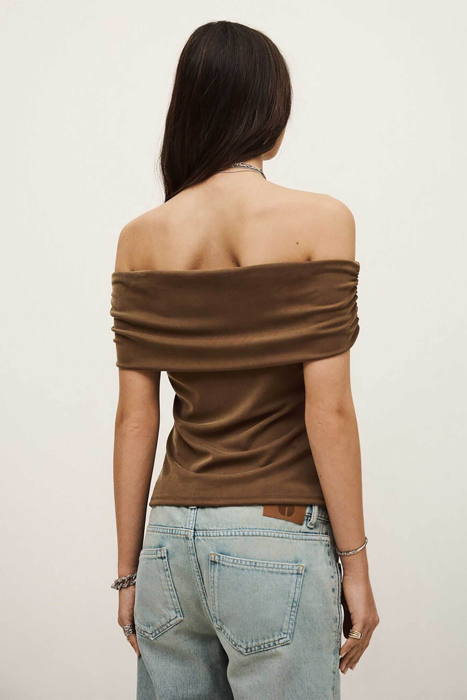 BA&SH ba&sh γυναικείο τοπ με off-shoulder σχέδιο "Bene" - 1E26BENE Καφέ - 3
