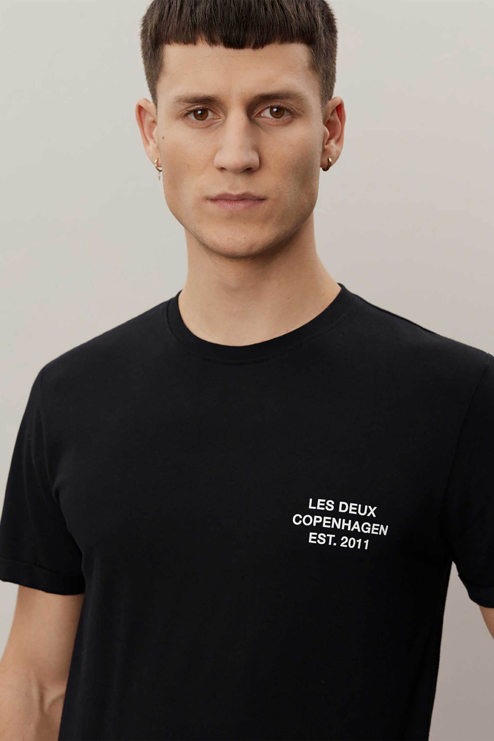 Les Deux ανδρικό T-shirt Slim Fit "Copenhagen 2011" - LDM101165 Μαύρο