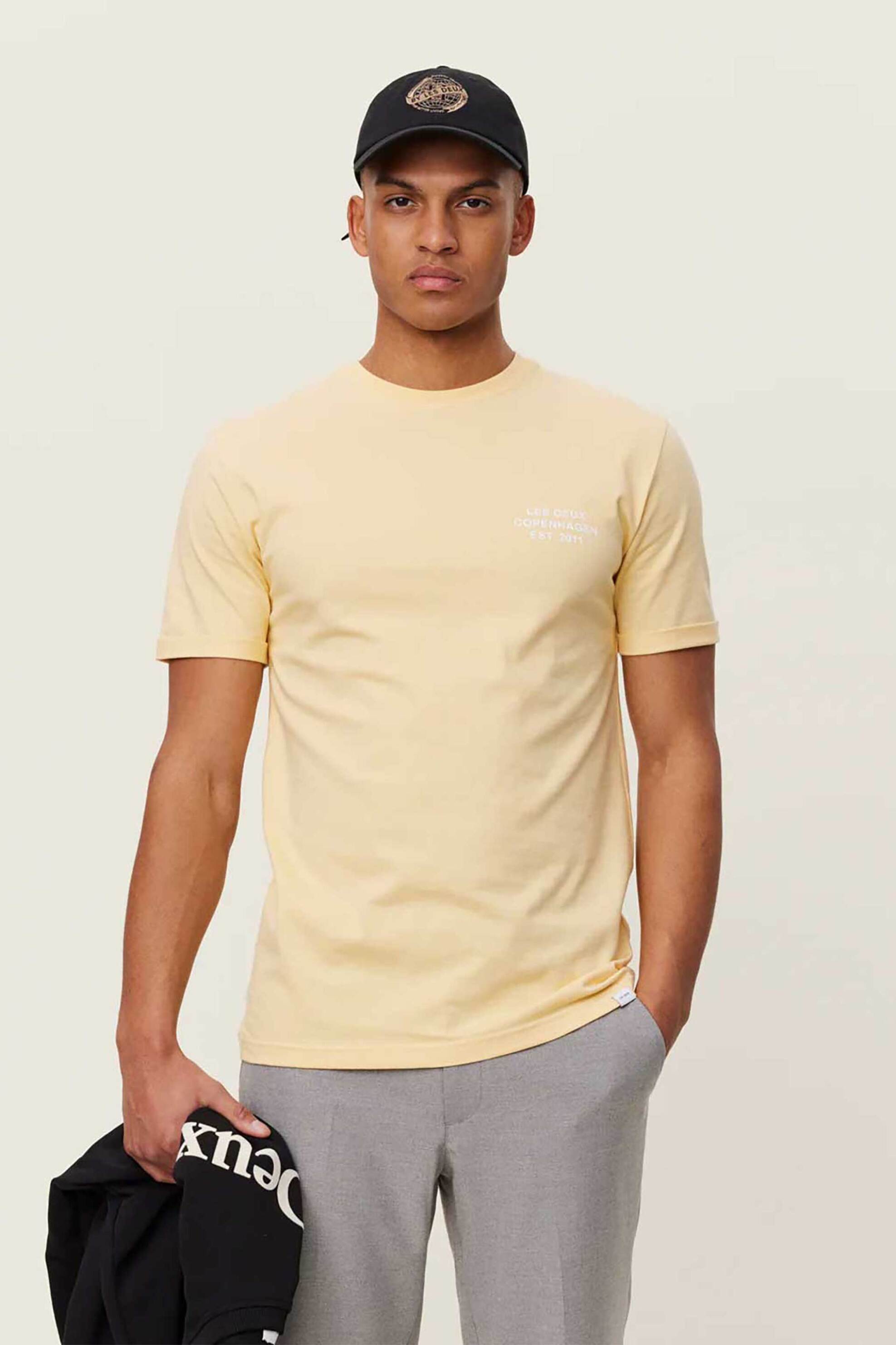 Les Deux ανδρικό T-shirt Slim Fit "Copenhagen 2011" - LDM101165 Κίτρινο Ανοιχτό