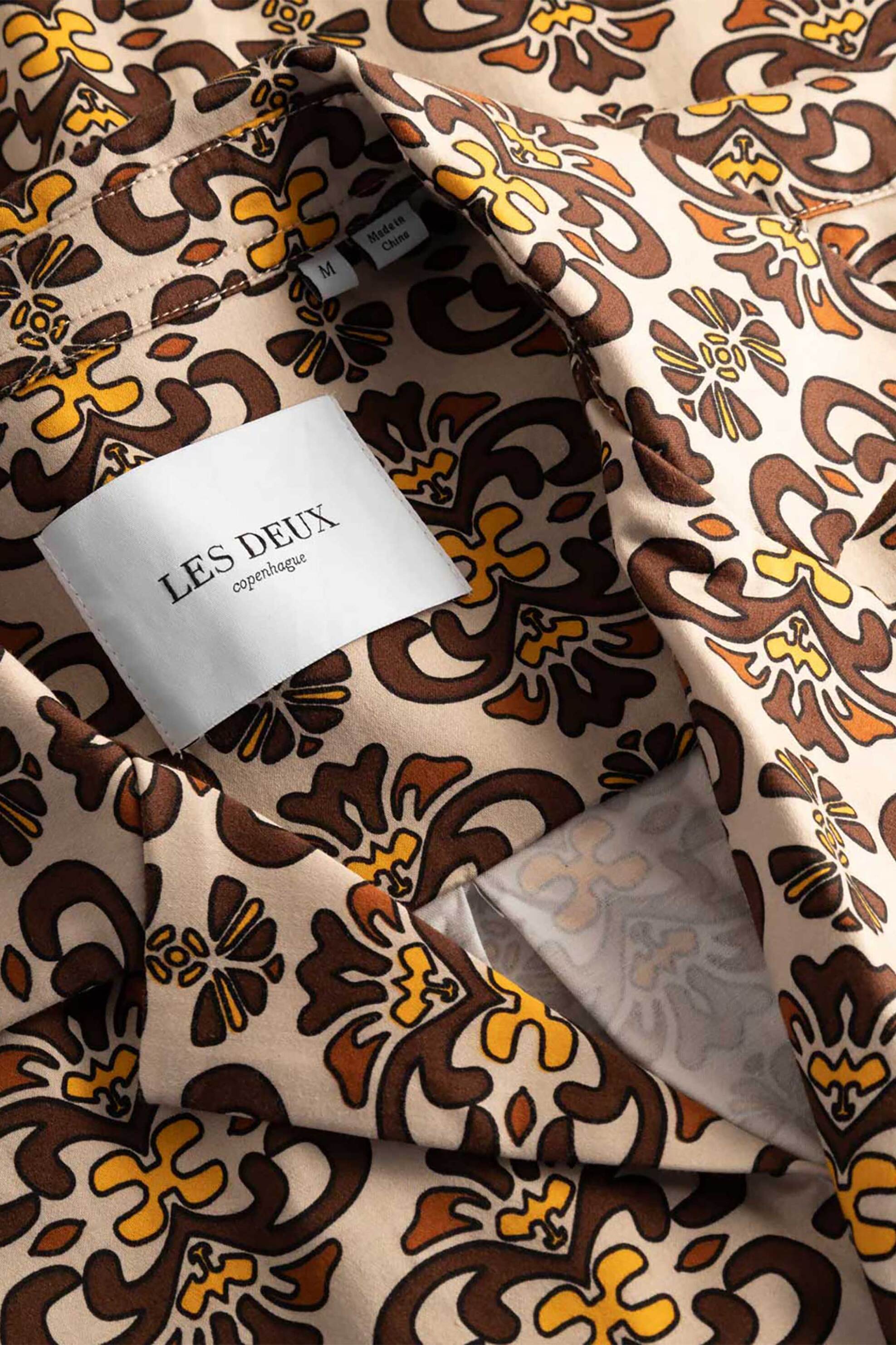 Les Deux Ανδρικό Κοντομάνικο Πουκάμισο με All-Over Ornament Pattern Relaxed Fit Hendrix - Ldm401080 Καφέ