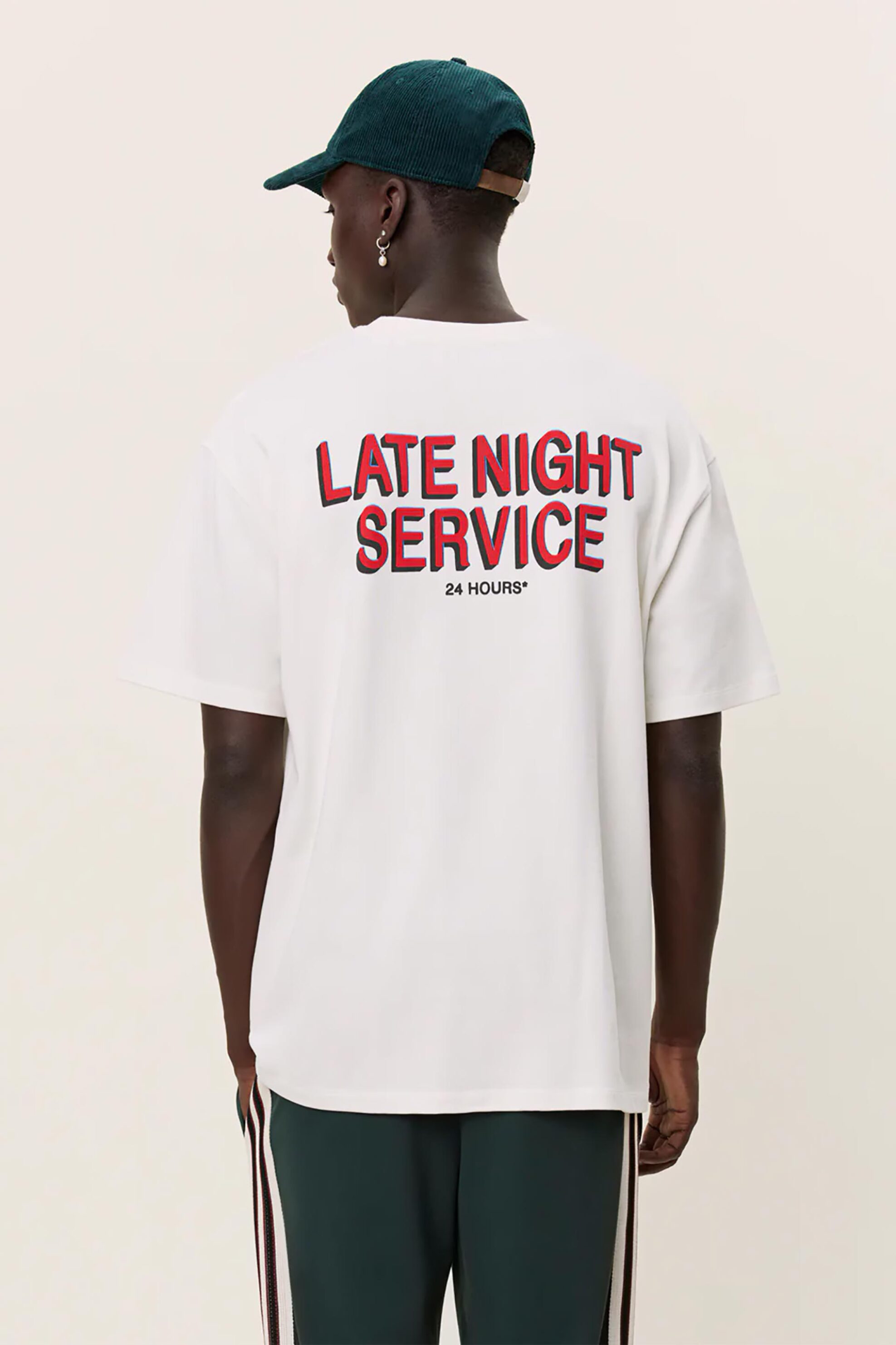 Les Deux ανδρικό T-shirt με lettering Loose Fit "Late Night Service" - LDM101197 Εκρού φωτογραφία