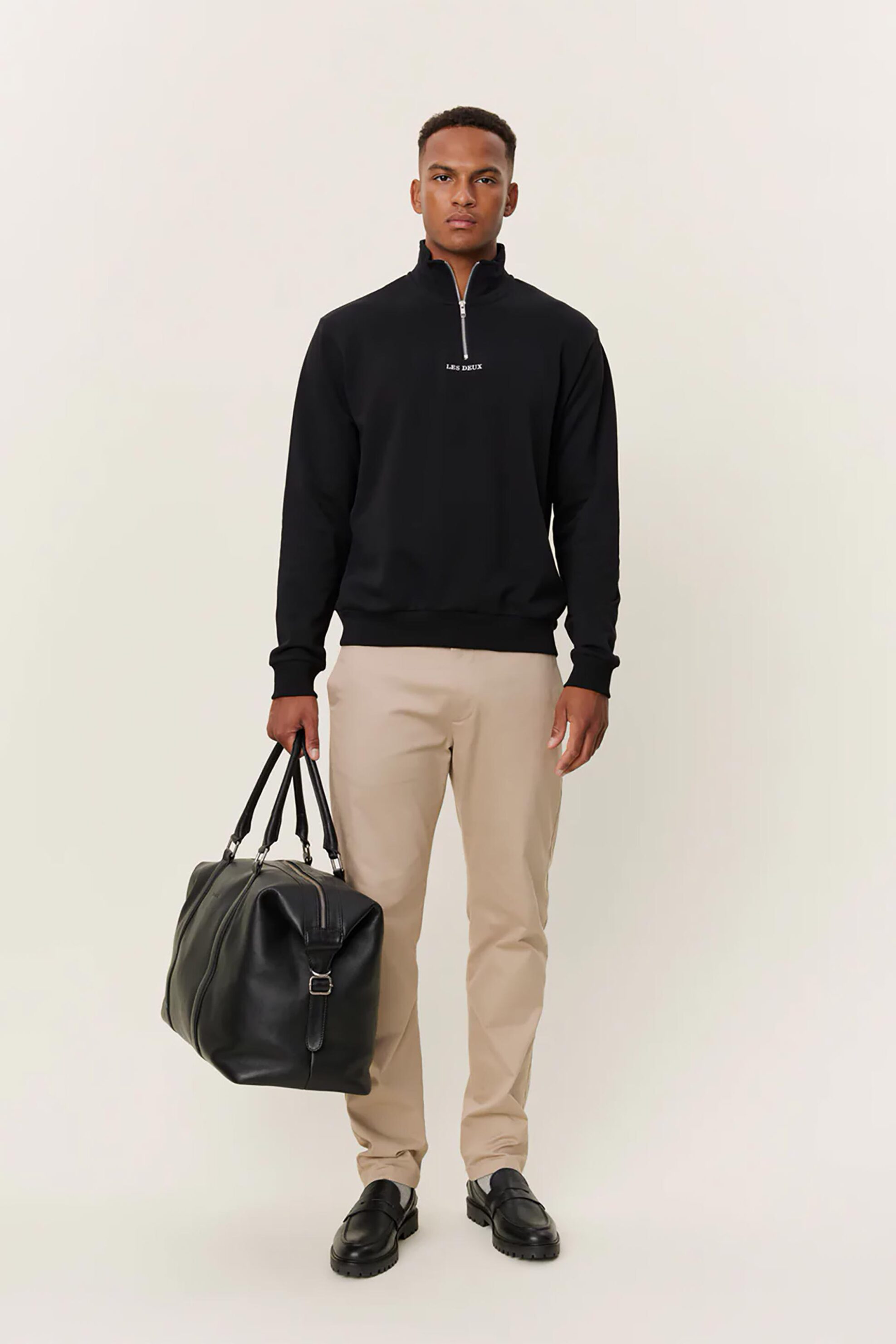 Les Deux ανδρική μπλούζα φούτερ με 1/2 φερμουάρ και κεντημένο logo Regular Fit "Dexter" - LDM200162 Μαύρο