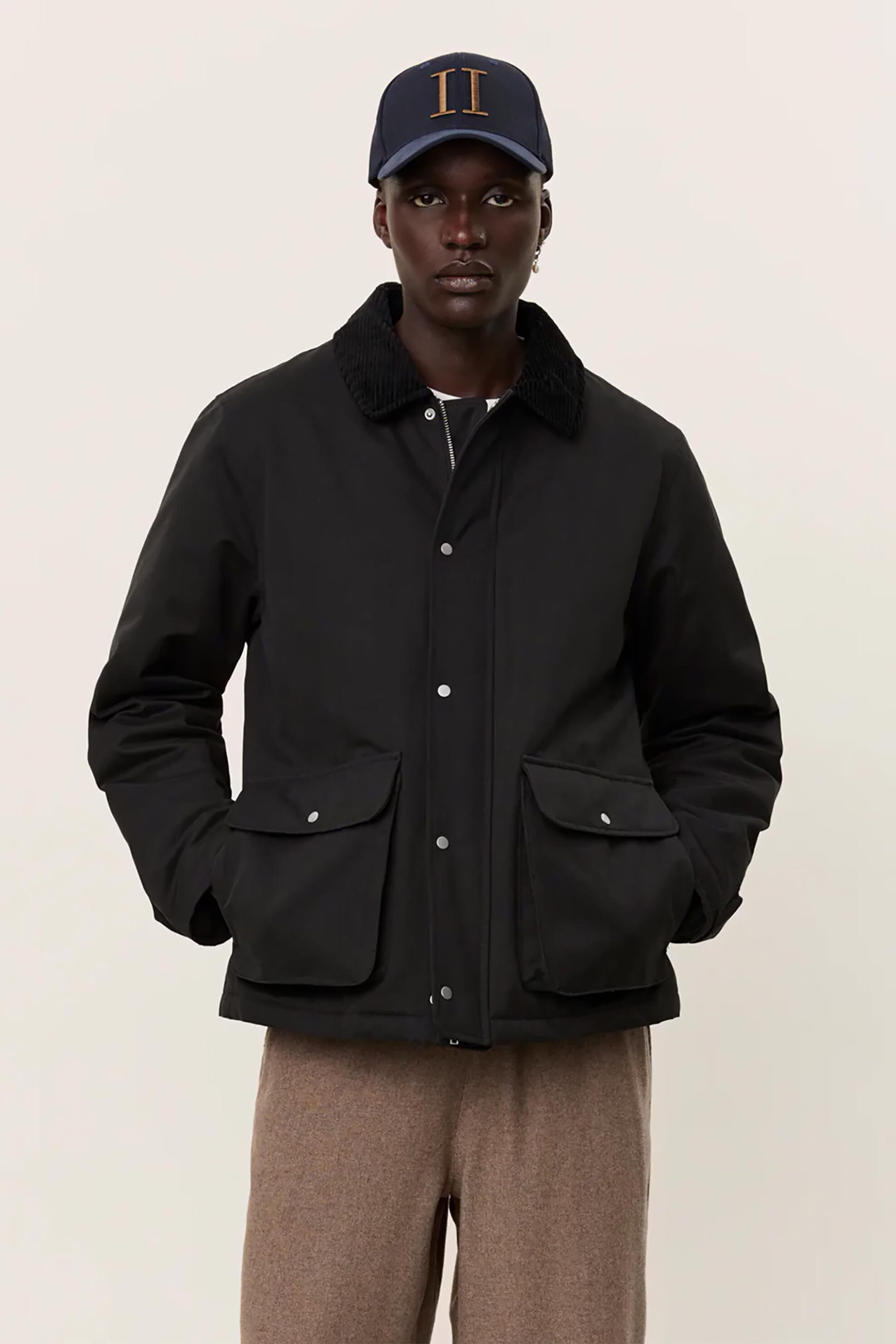 Les Deux ανδρικό αδιάβροχο μπουφάν με κοτλέ γιακά "Montana" - LDM610154 Μαύρο