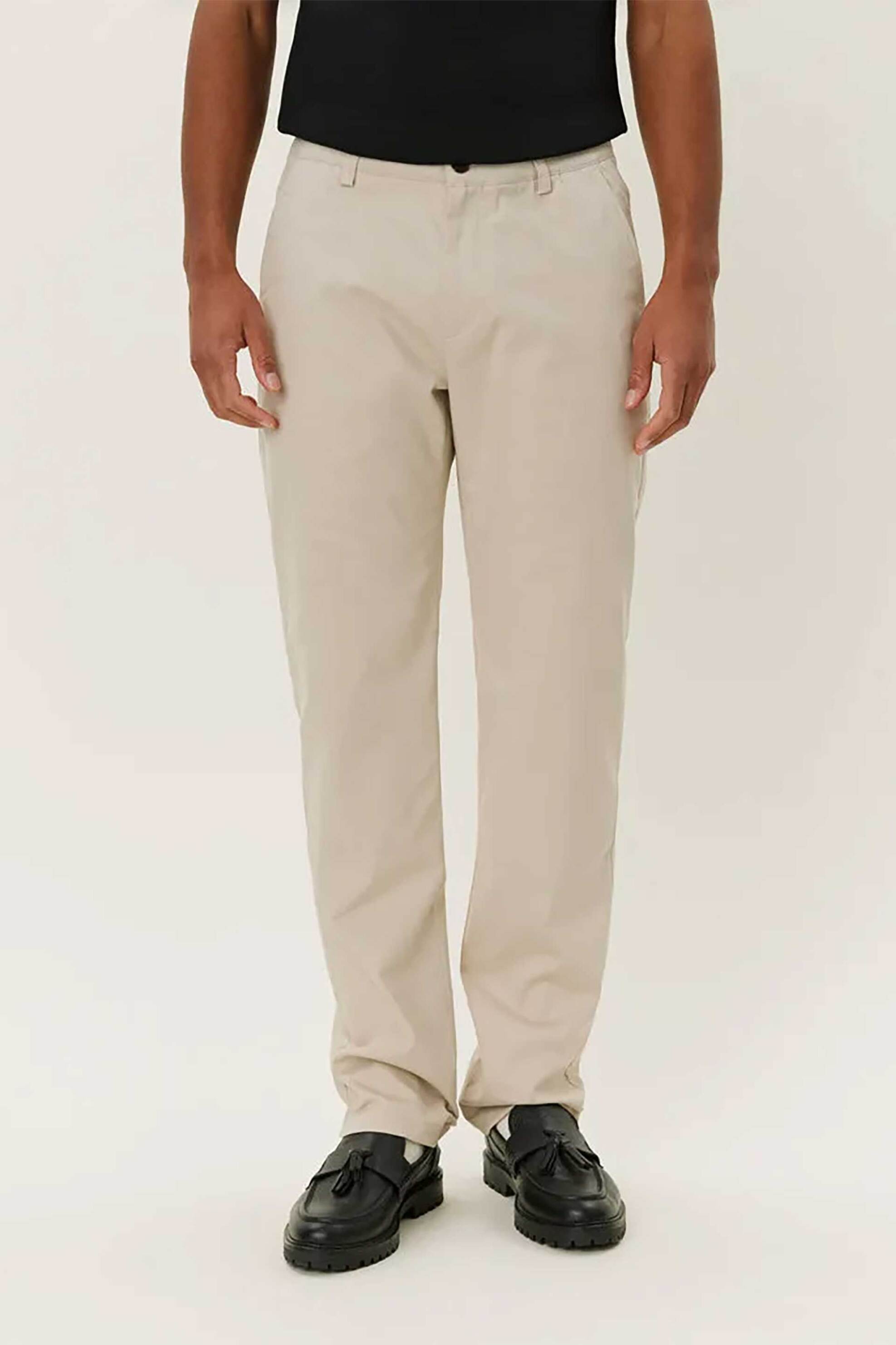 Les Deux ανδρικό παντελόνι chino μονόχρωμο Straight Regular Fit "Como" - LDM501108 Κρέμ