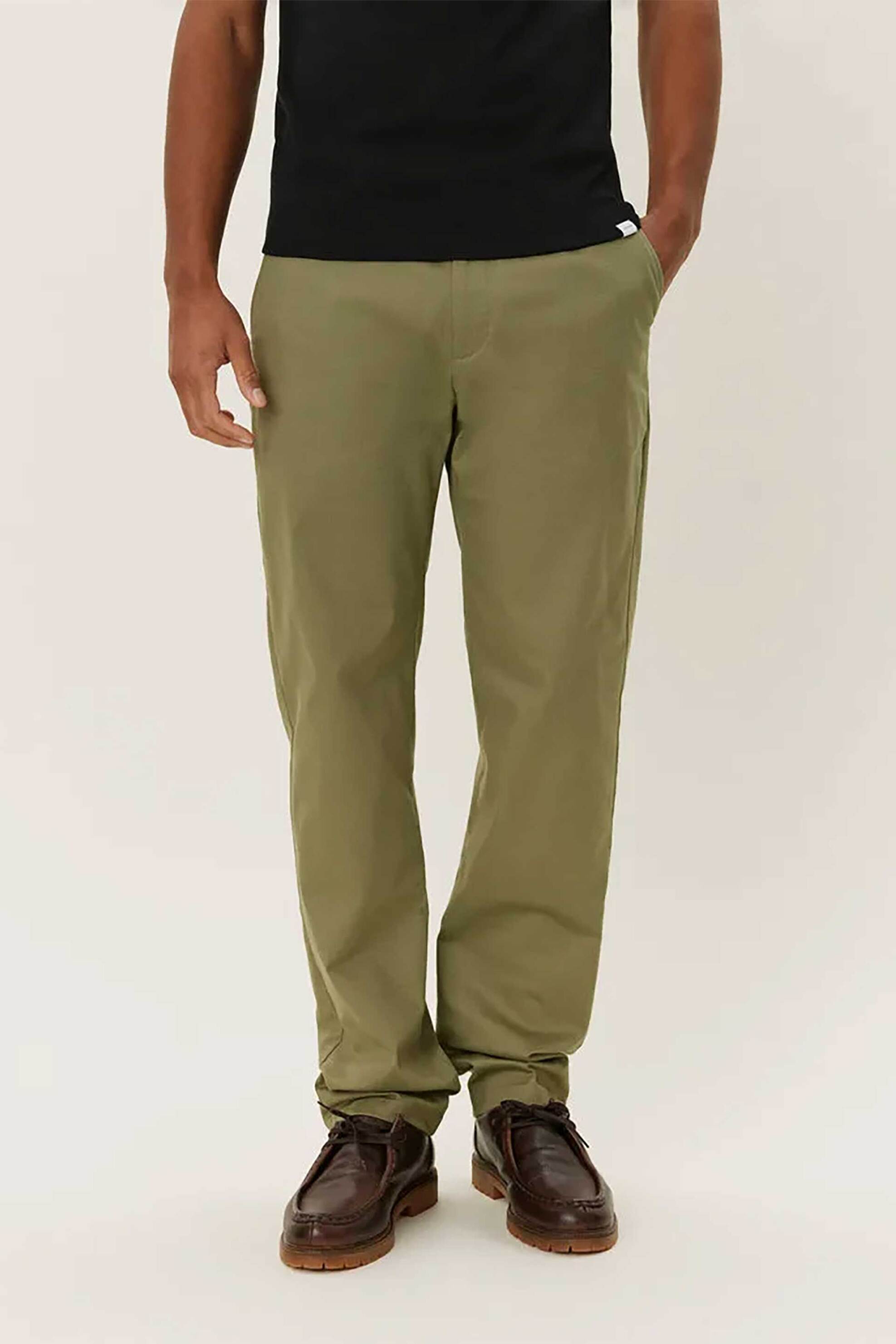 Les Deux ανδρικό παντελόνι chino μονόχρωμο Straight Regular Fit "Como" - LDM501108 Λαδί