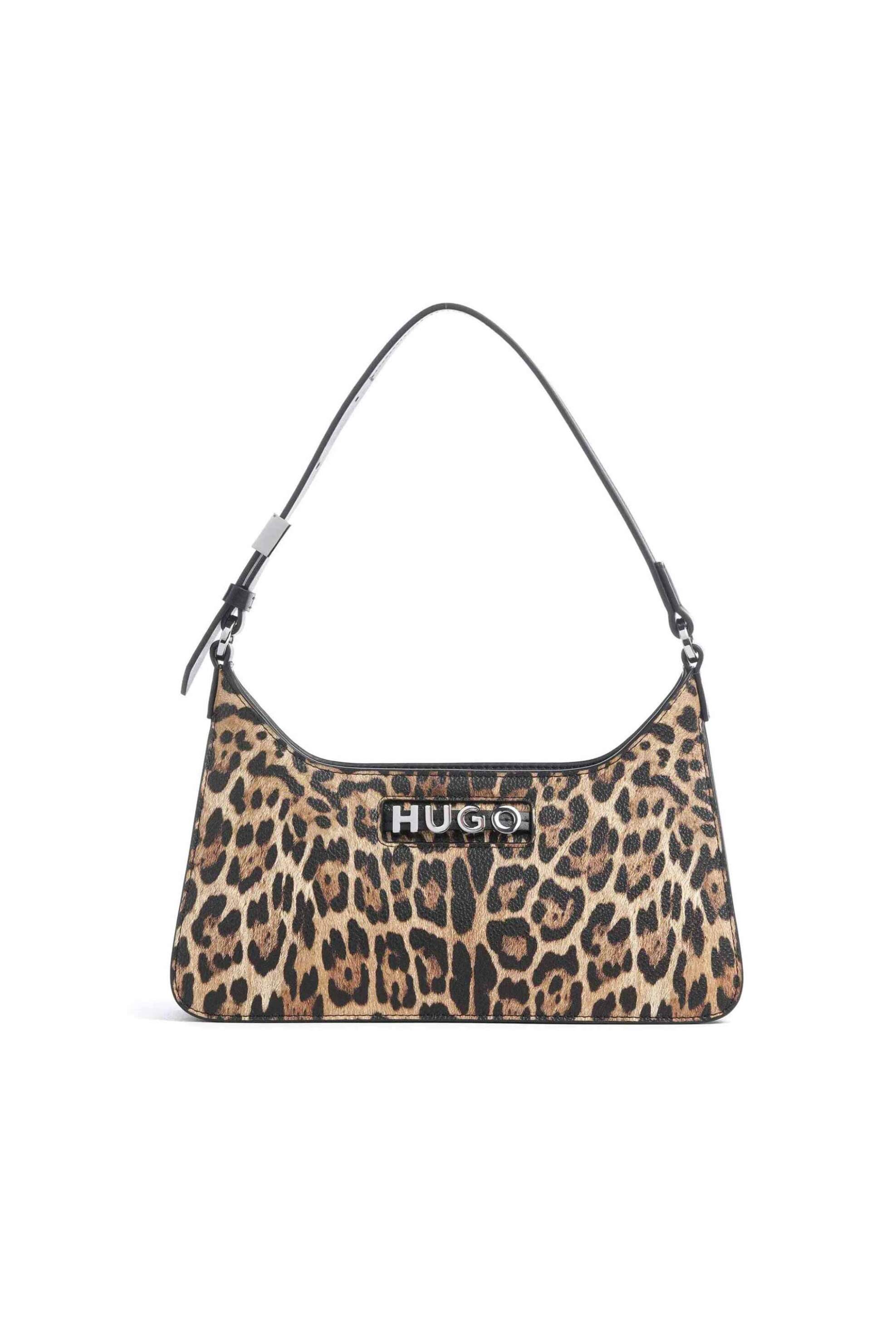 Hugo Boss γυναικεία τσάντα ώμου με μεταλλικό λογότυπο και leopard pattern "Mel 2.0" - 50552429 Καφέ Ανοιχτό