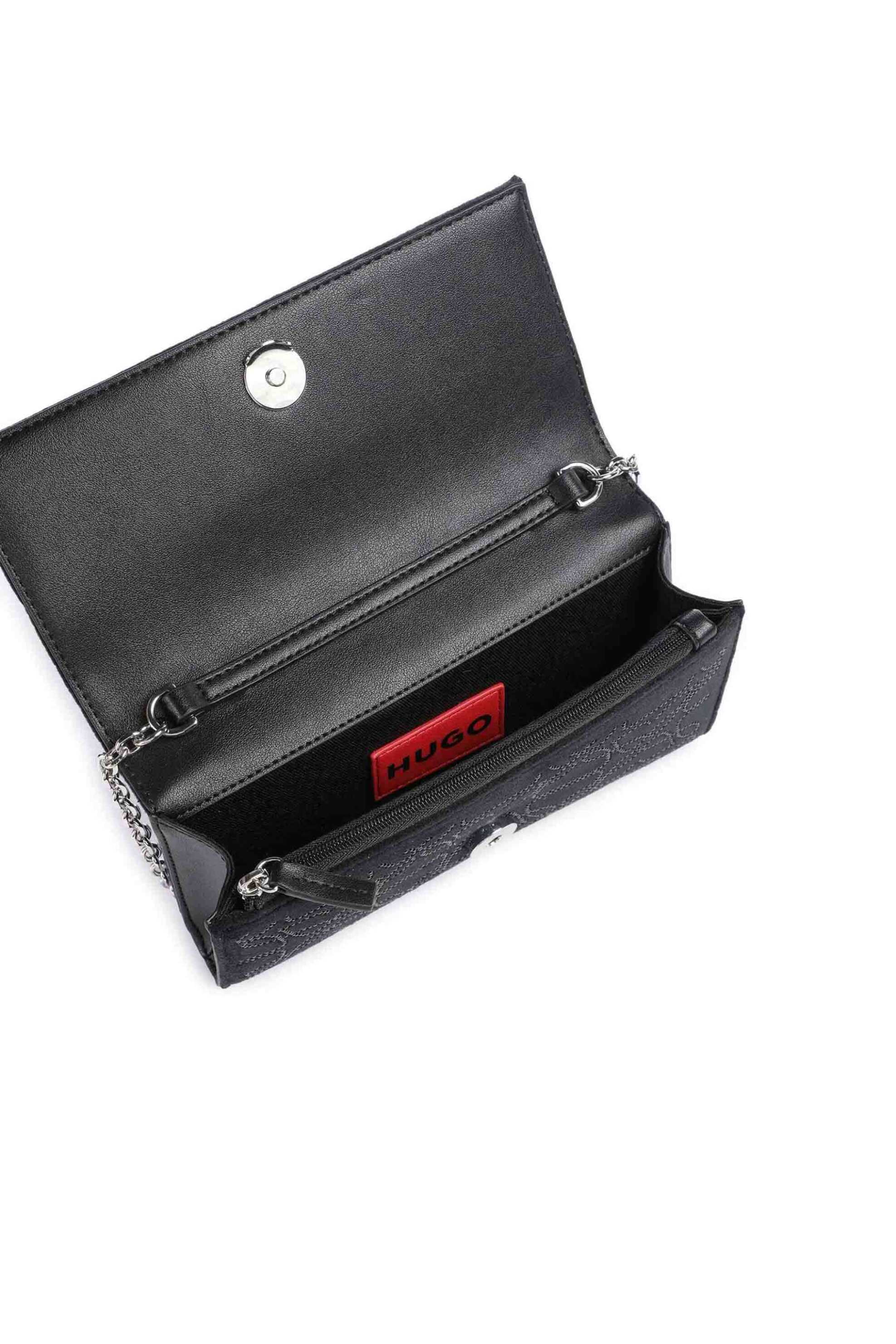 Hugo Boss γυναικεία τσάντα clutch με μεταλλικό λογότυπο και all-over pattern "Chris 2.0" - 50552517 Μαύρο φωτογραφία