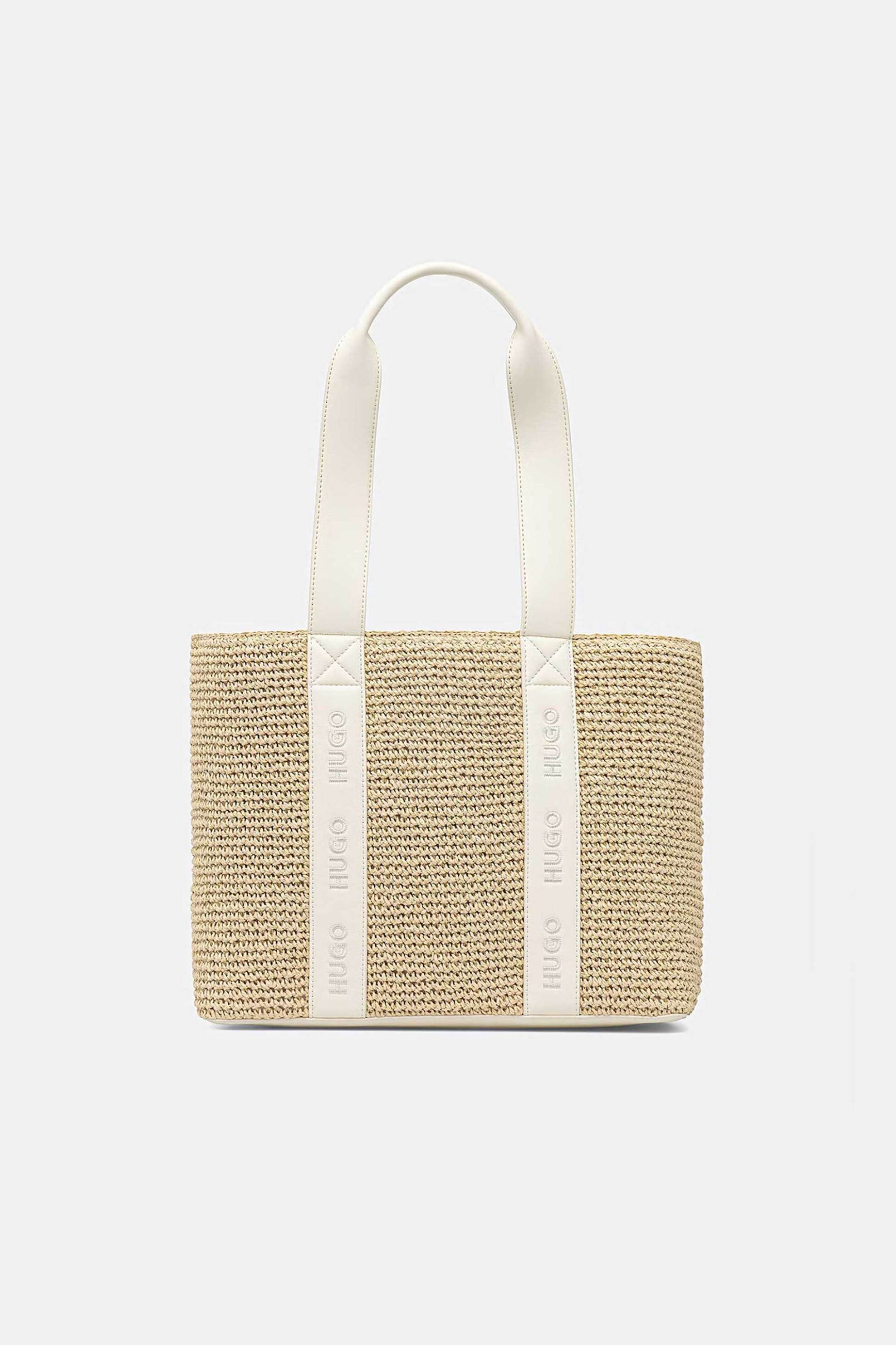 Hugo Boss γυναικεία ψάθινη τσάντα tote με λογότυπο "Becky" - 50563016 Μπεζ