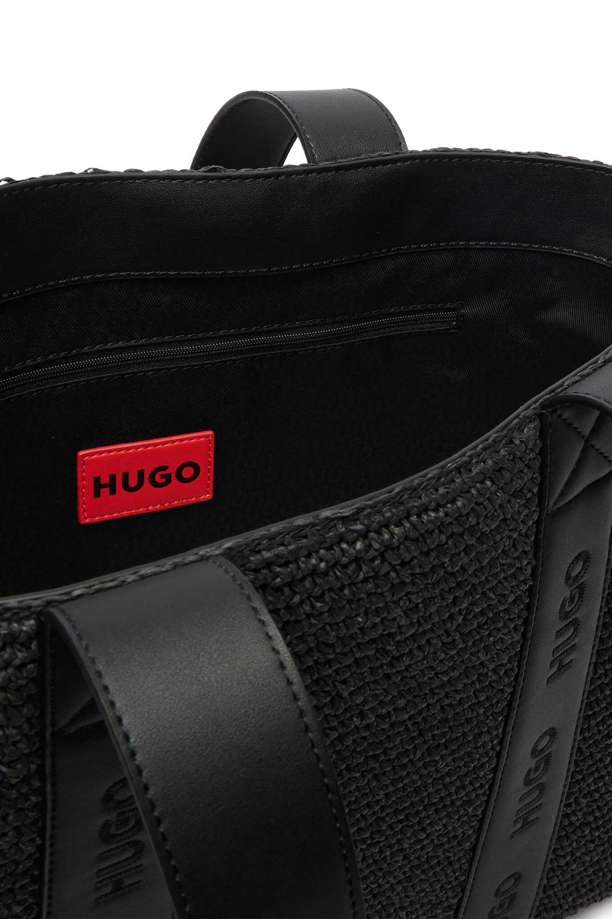 Hugo Boss Γυναικεία Ψάθινη Τσάντα Tote με Λογότυπο Becky - 50563016 Μαύρο