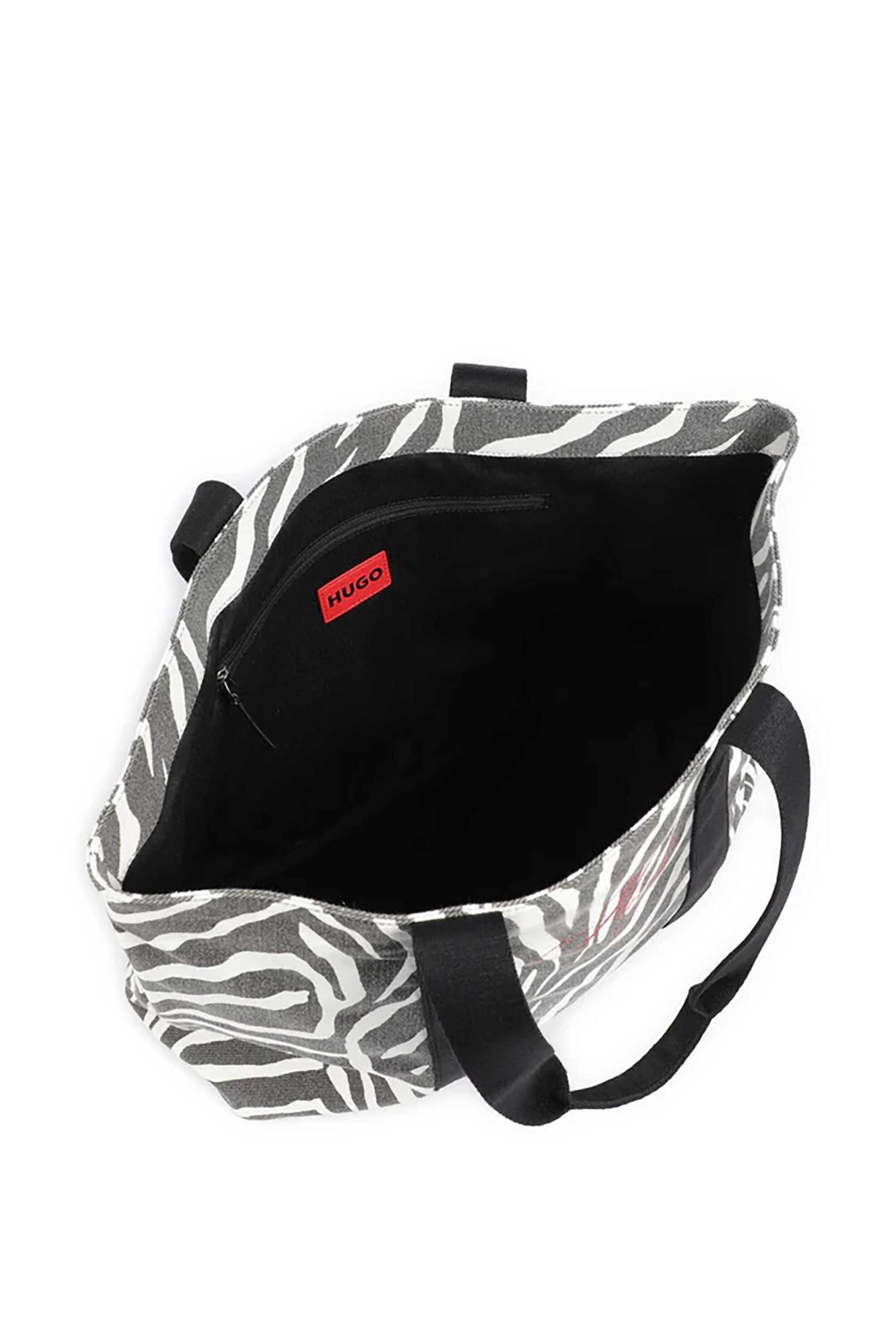 Hugo Boss Γυναικεία Τσάντα Tote με Animal Print Becky - 50563010 Ασπρόμαυρο