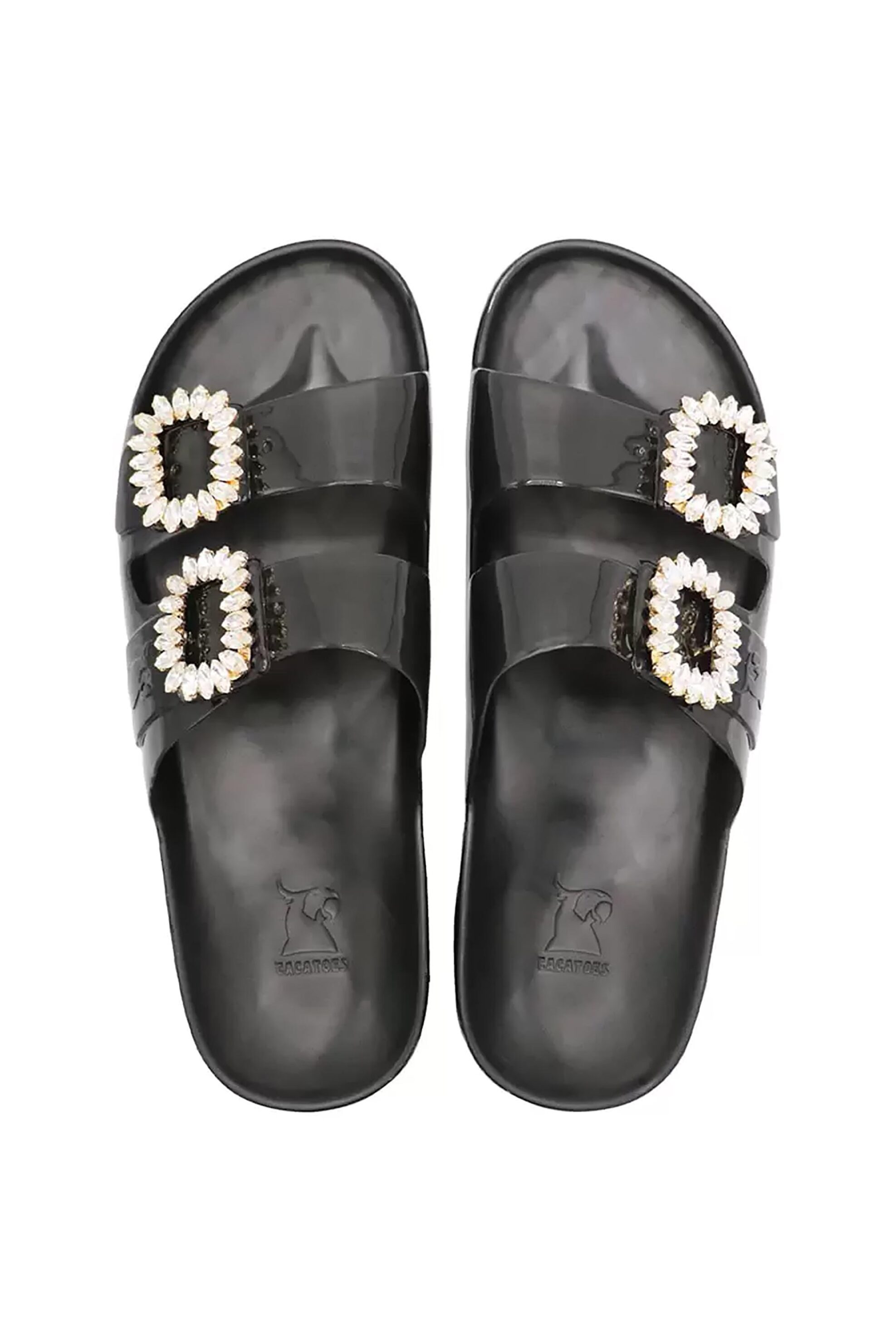 CACATOÈS Cacatoès γυναικείες σαγιονάρες με διακοσμητικές πέτρες "Anjo Lindo" - ANJOLINWPACKE24 Μαύρο