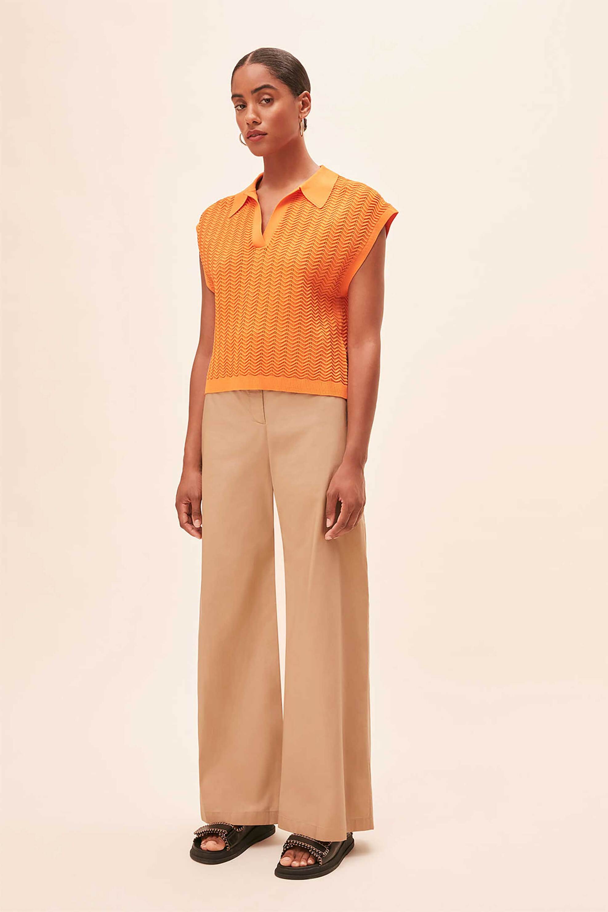 Suncoo γυναικεία μπλούζα πλεκτή με ανάγλυφο σχέδιο "Perikel" - M01337E24 Πορτοκαλί 9-4973000109|EC9453|T2