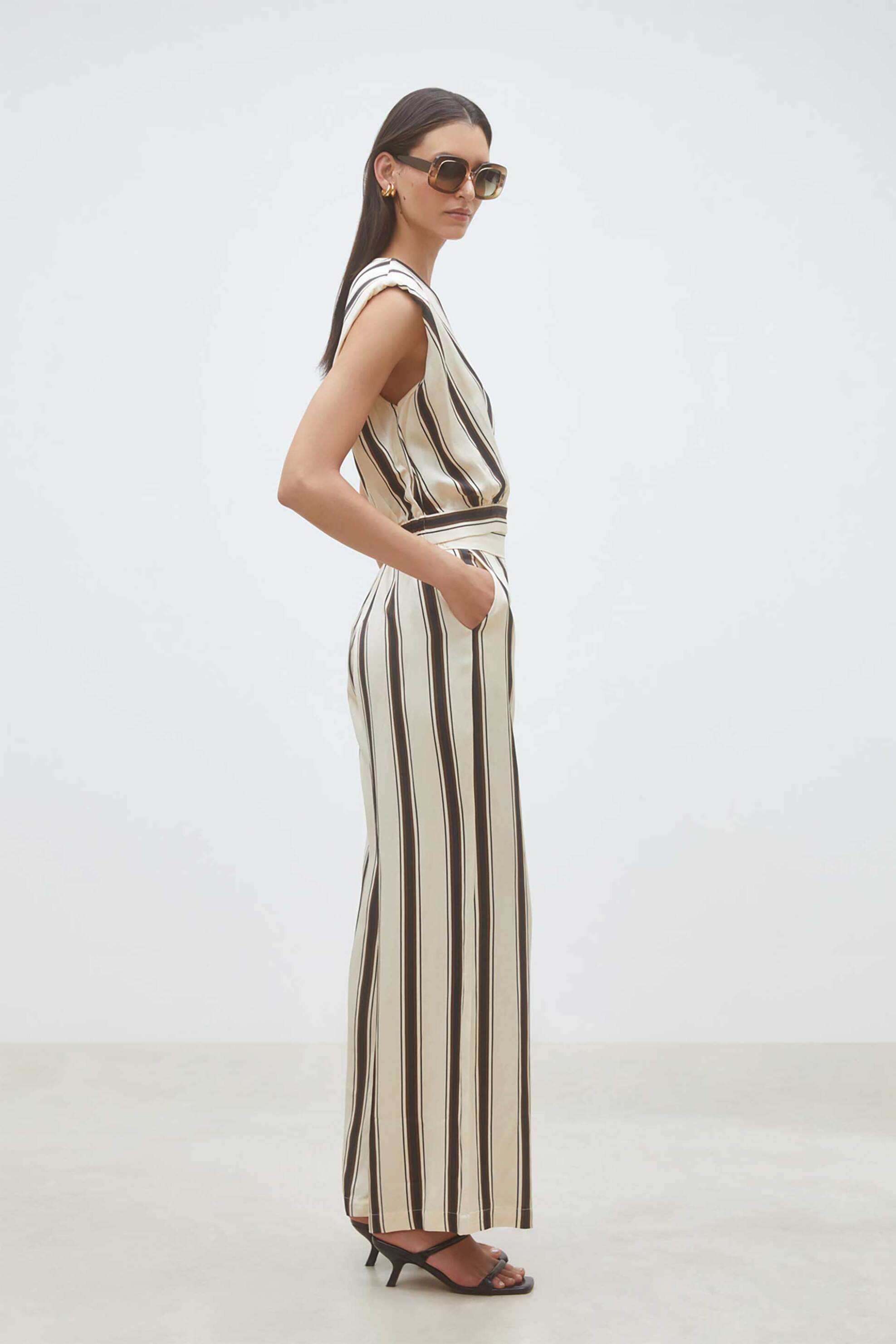 Suncoo Paris γυναικείο παντελόνι ριγέ "Jerry" - C04226E26 Λευκό φωτογραφία