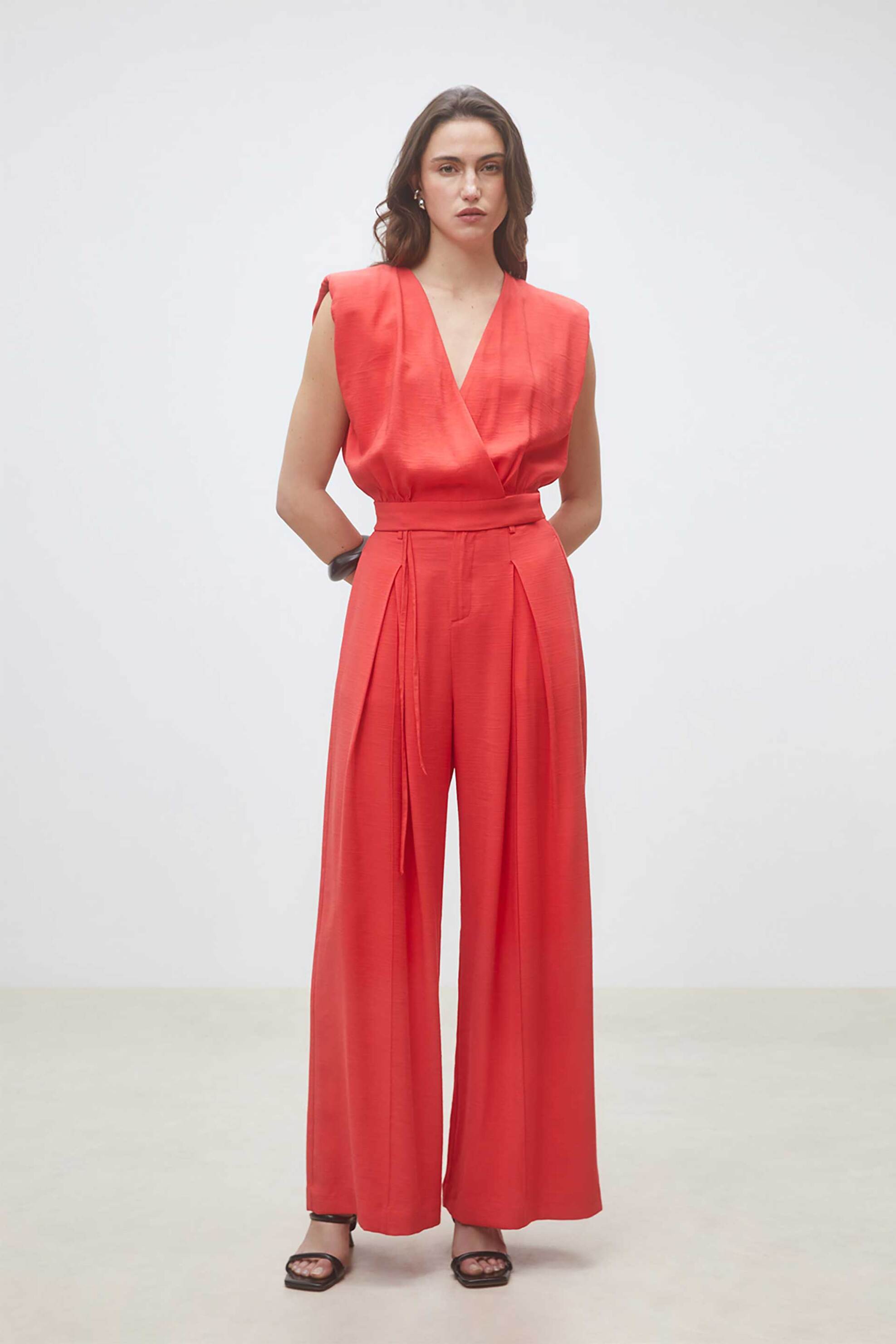 SUNCOO PARIS Suncoo Paris γυναικείο παντελόνι με πιέτες "Julio" - C04353E26 Κόκκινο