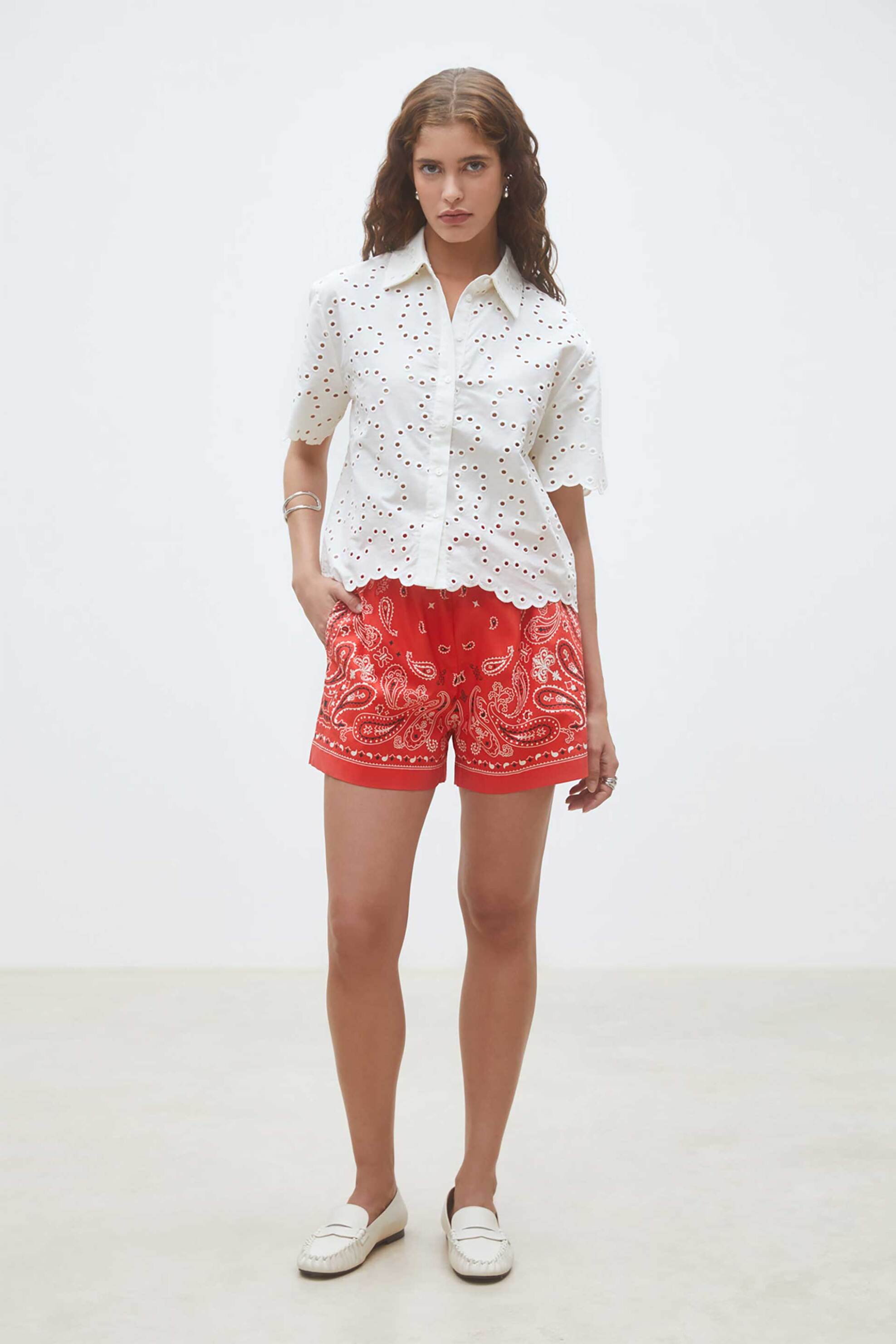 Suncoo Paris γυναικείο σορτς με bandana print "Bahia" - C06360E26 Κόκκινο