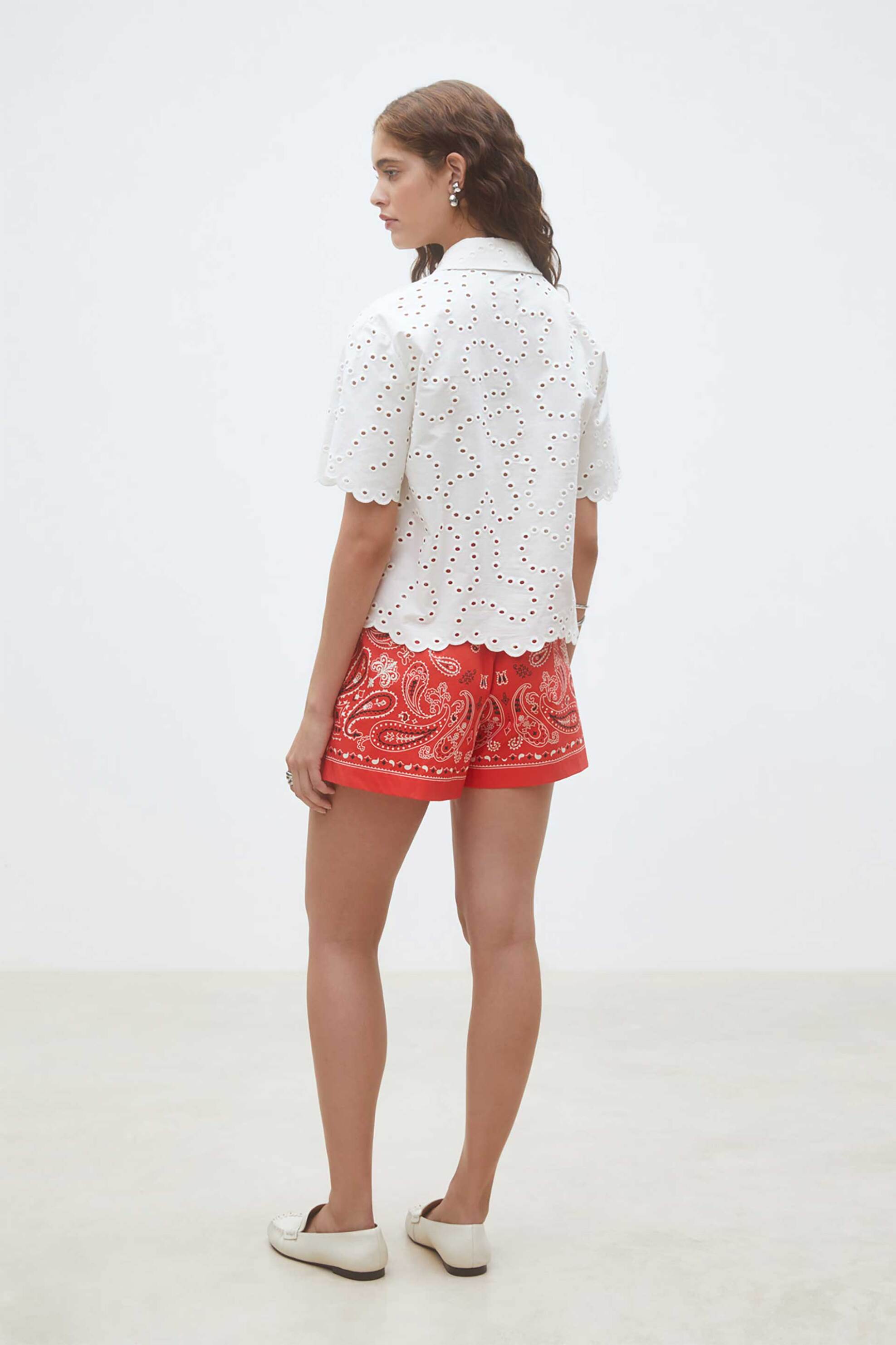 SUNCOO PARIS Suncoo Paris γυναικείο σορτς με bandana print "Bahia" - C06360E26 Κόκκινο - 3