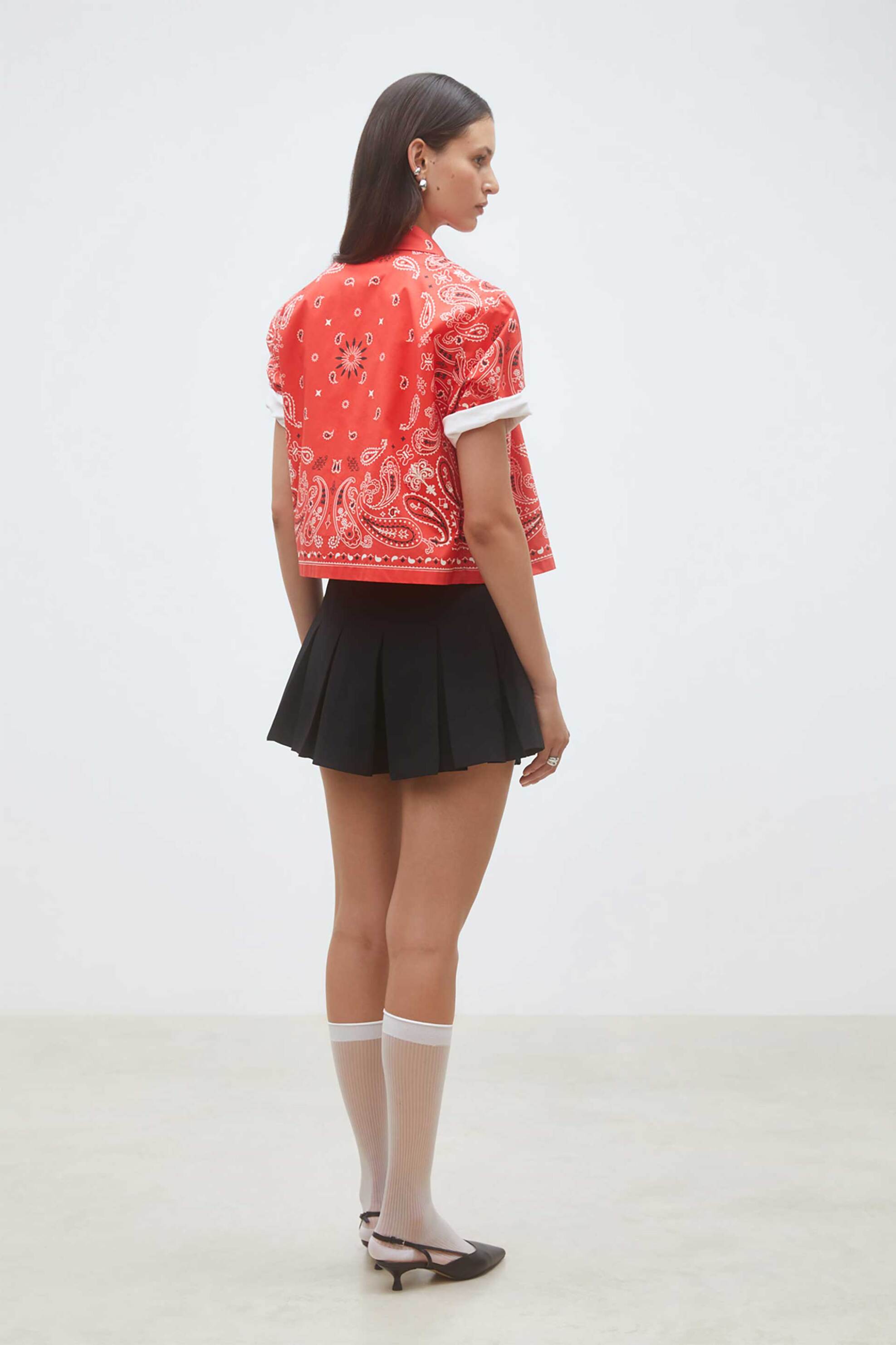 SUNCOO PARIS Suncoo Paris γυναικείο πουκάμισο με bandana print "Luz" - C07218E26 Κόκκινο - 4
